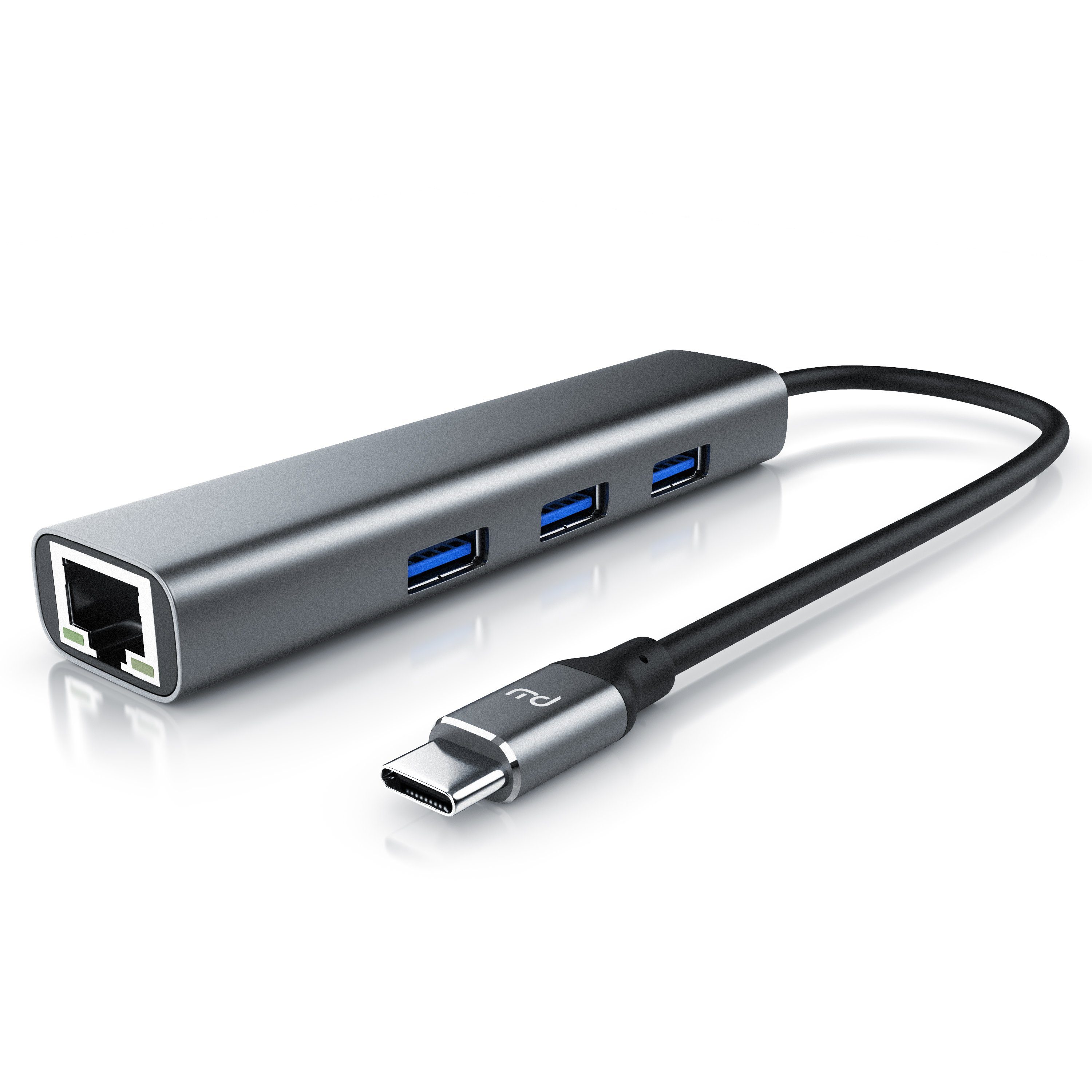 Primewire USB-C Hub mit RJ45 Ethernet, USB 3.2 Gen2 USB-Adapter USB-C zu USB-A, USB 3.2 Gen2 Typ C HUB mit RJ45 Ethernet, LAN Network Adapter