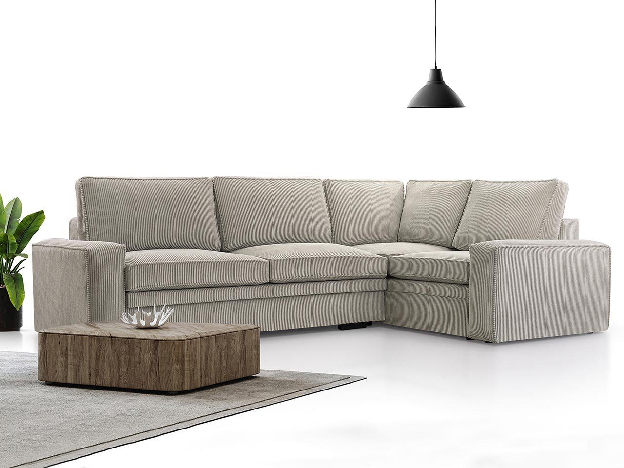 MKS MÖBEL Ecksofa ALTEA, zum Wohnzimmer mit Schlaffunktion und Bettkasten, L - Form Couch Hellgrau Lincoln