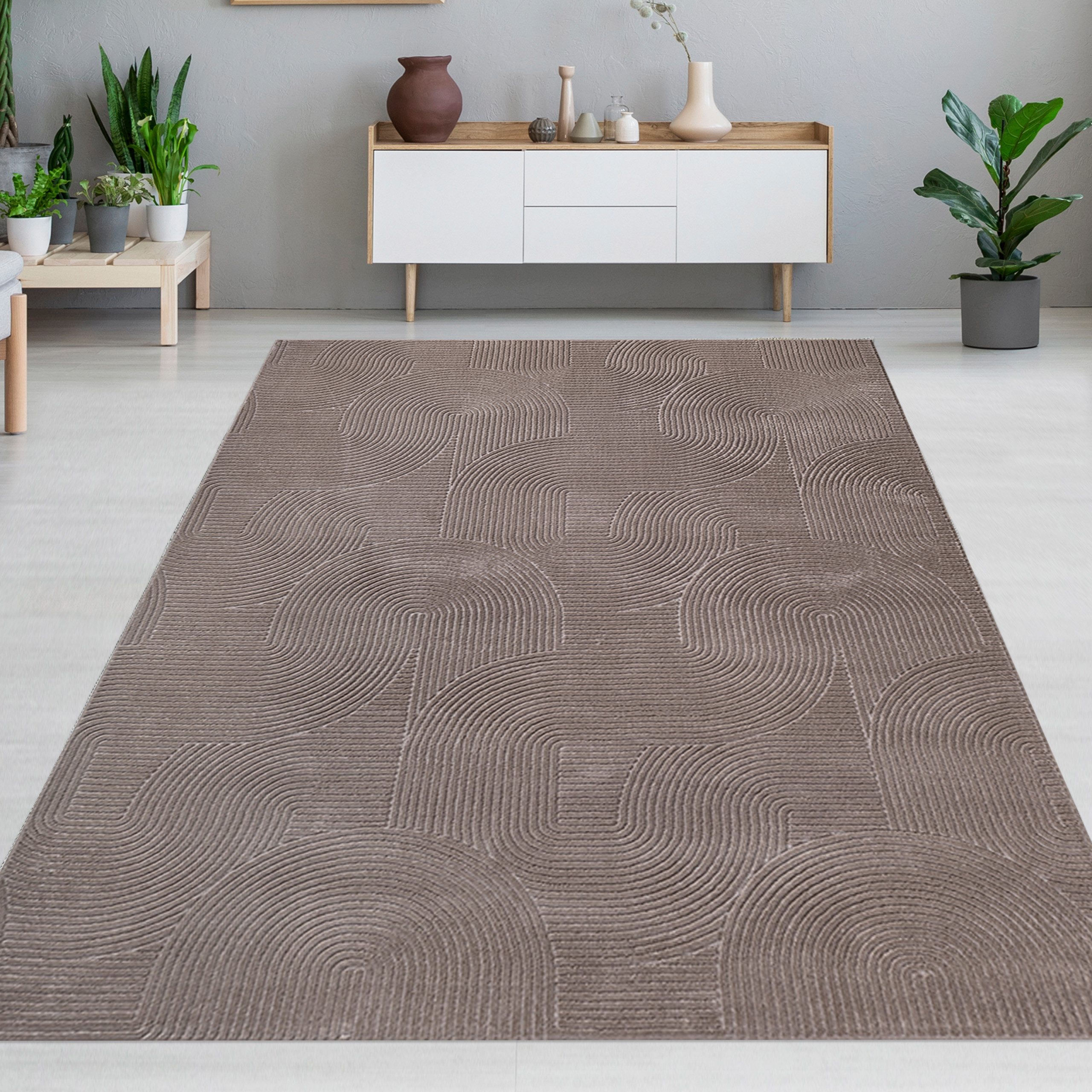 Carpetia Teppich Geometrisches Reliefmuster, rechteckig, Höhe: 8 mm, pflegeleicht