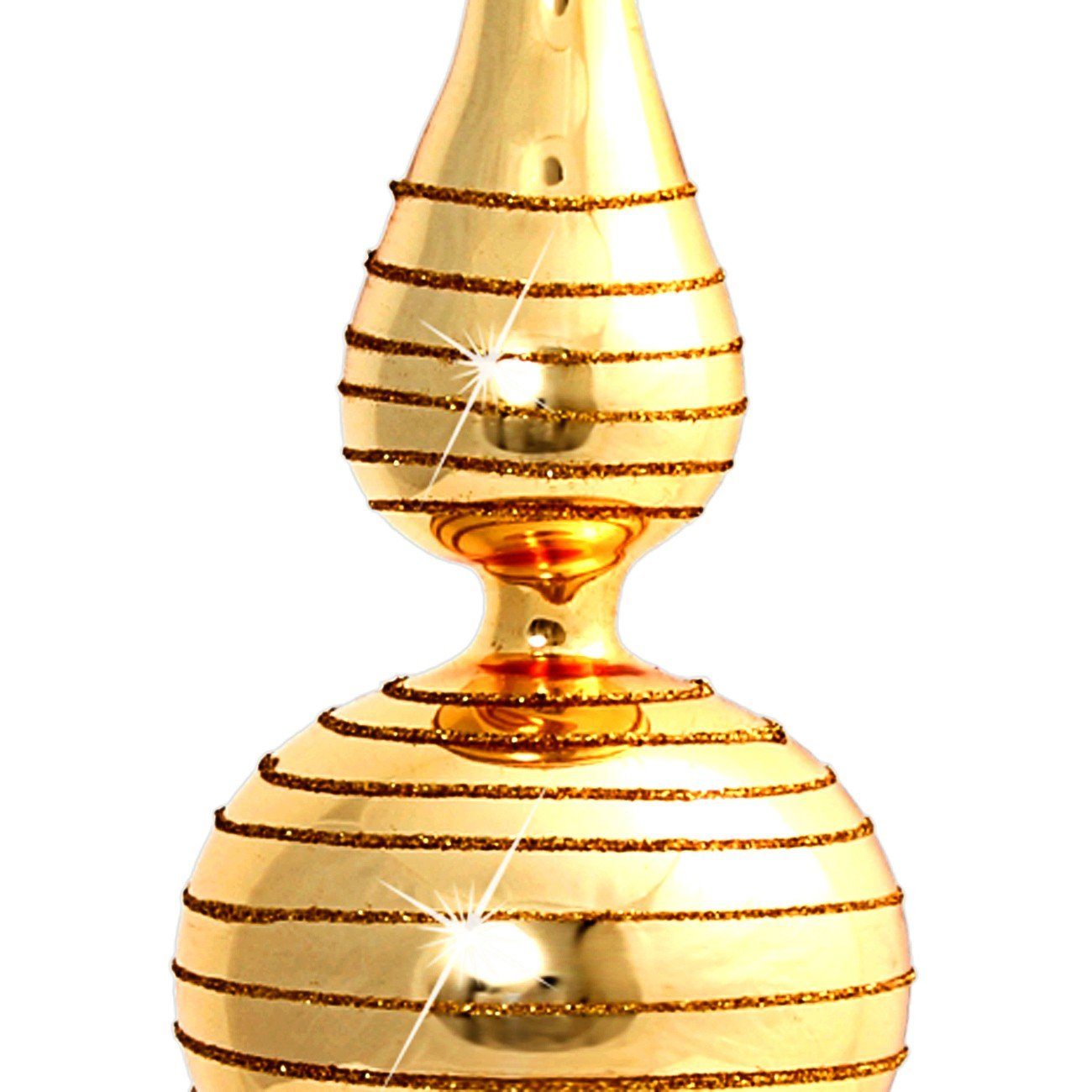 Christbaumspitze H:29cm Glitterdekor / Klassische SIKORA mit Glas Christbaumspitze gold aus SP2G -
