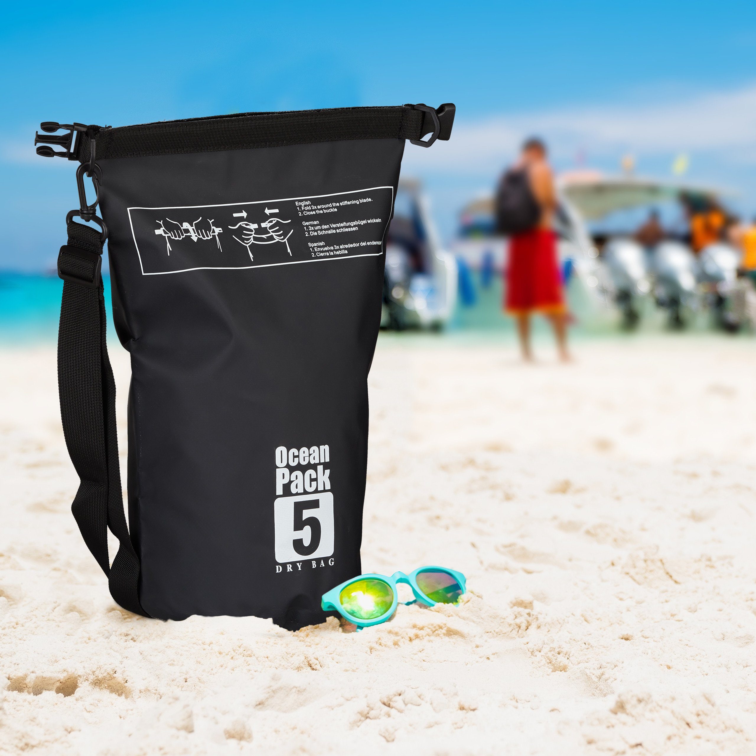 relaxdays Packsack Ocean Pack 5L wasserdicht, schwarz günstig online kaufen