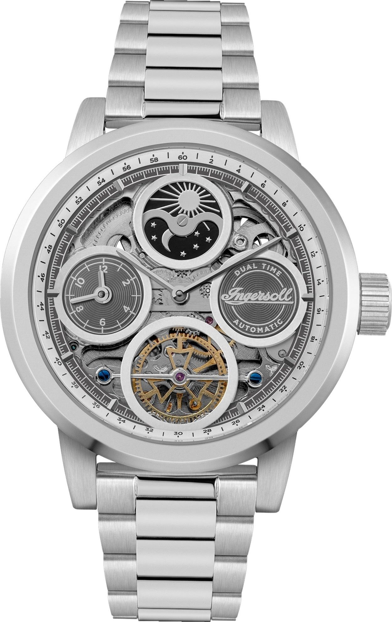 Ingersoll Quarzuhr Ingersoll Herrenuhr Edelstahl silber, (Analoguhr), Herren Armbanduhr rund, Edelstahlarmband silber, Outdoor