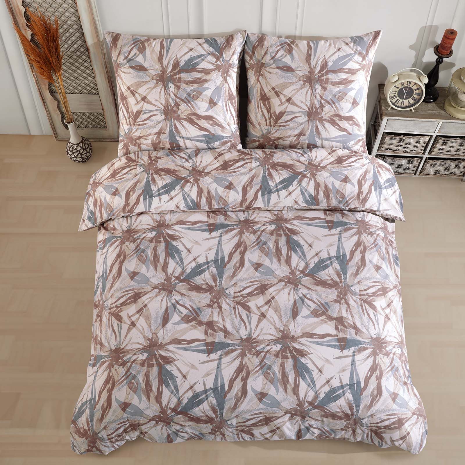 Buymax Bettwäsche Dorina, Renforcé, 100% Baumwolle, Renforce: 100% Baumwolle, 2 teilig, mit Reißverschluss, geblümt, Blumen, Beige Braun, 135x200 cm – Bild 5 von 5