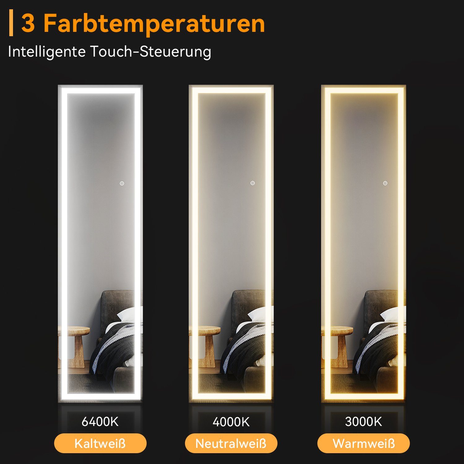 SONNI Ganzkörperspiegel Wandspiegel mit LED,1500 x günstig online kaufen