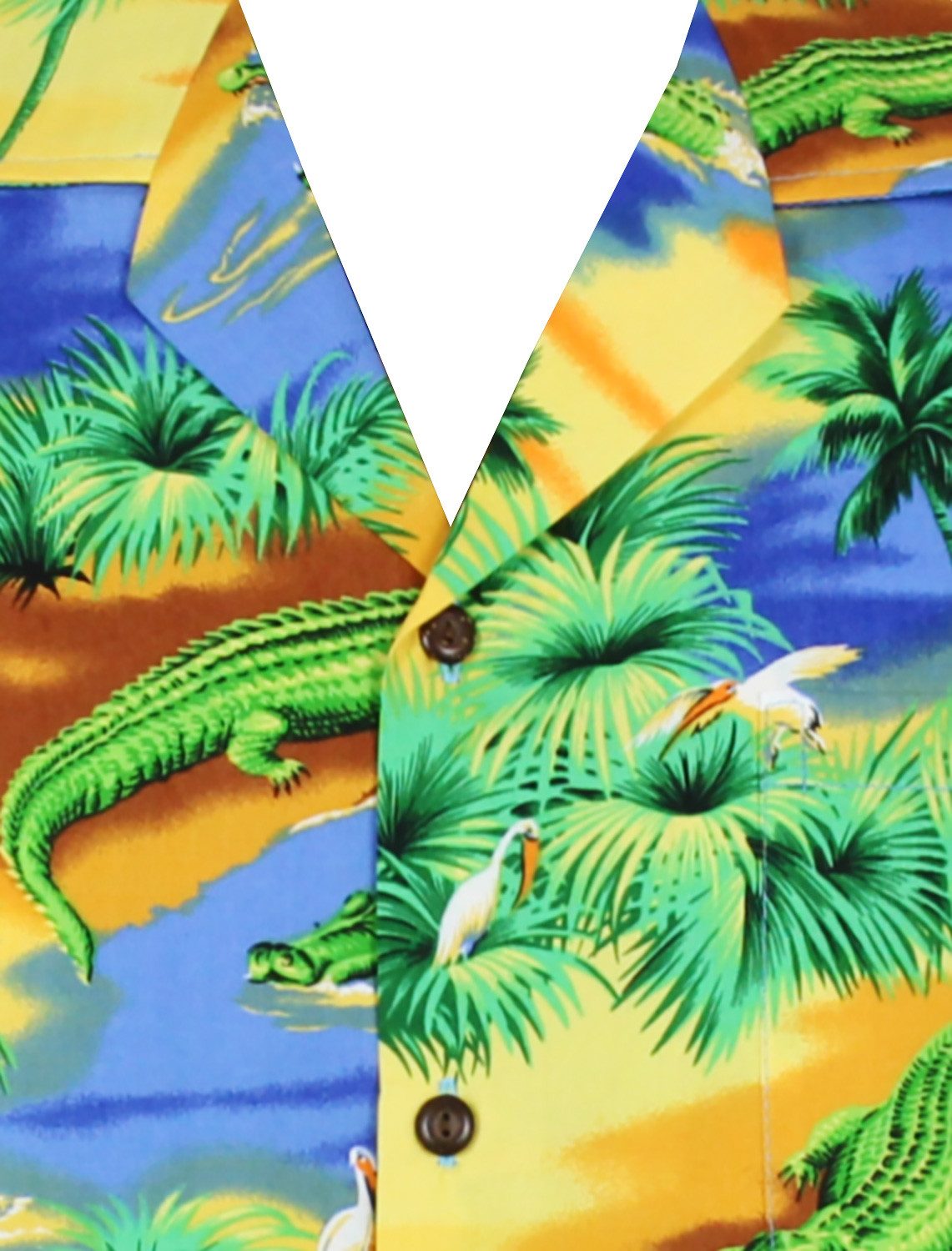 Pacific Legend Hawaiihemd Krokodile Original Hawaiihemd mit 100% Kokosnuss-Knöpfen