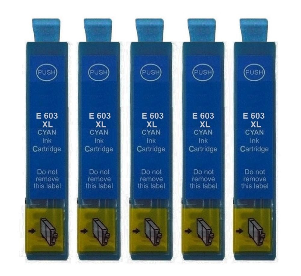 inkpro 5 x Druckerpatrone 603XL C kompatibel mit Epson 603 XL cyan, Tintenpatrone (für Expression Home XP-2100, XP-2105, XP-2150, XP-2155, XP-3100, XP-3105, XP-3150, XP-3155, XP-4100, XP-4105, XP-4150, XP-4155, WorkForce WF-2810, WF-2820, WF-2830, WF-2835, WF-2840, WF-2845, WF-2850, WF-2870, 5-tlg., XXL Füllmenge je 14 ml)