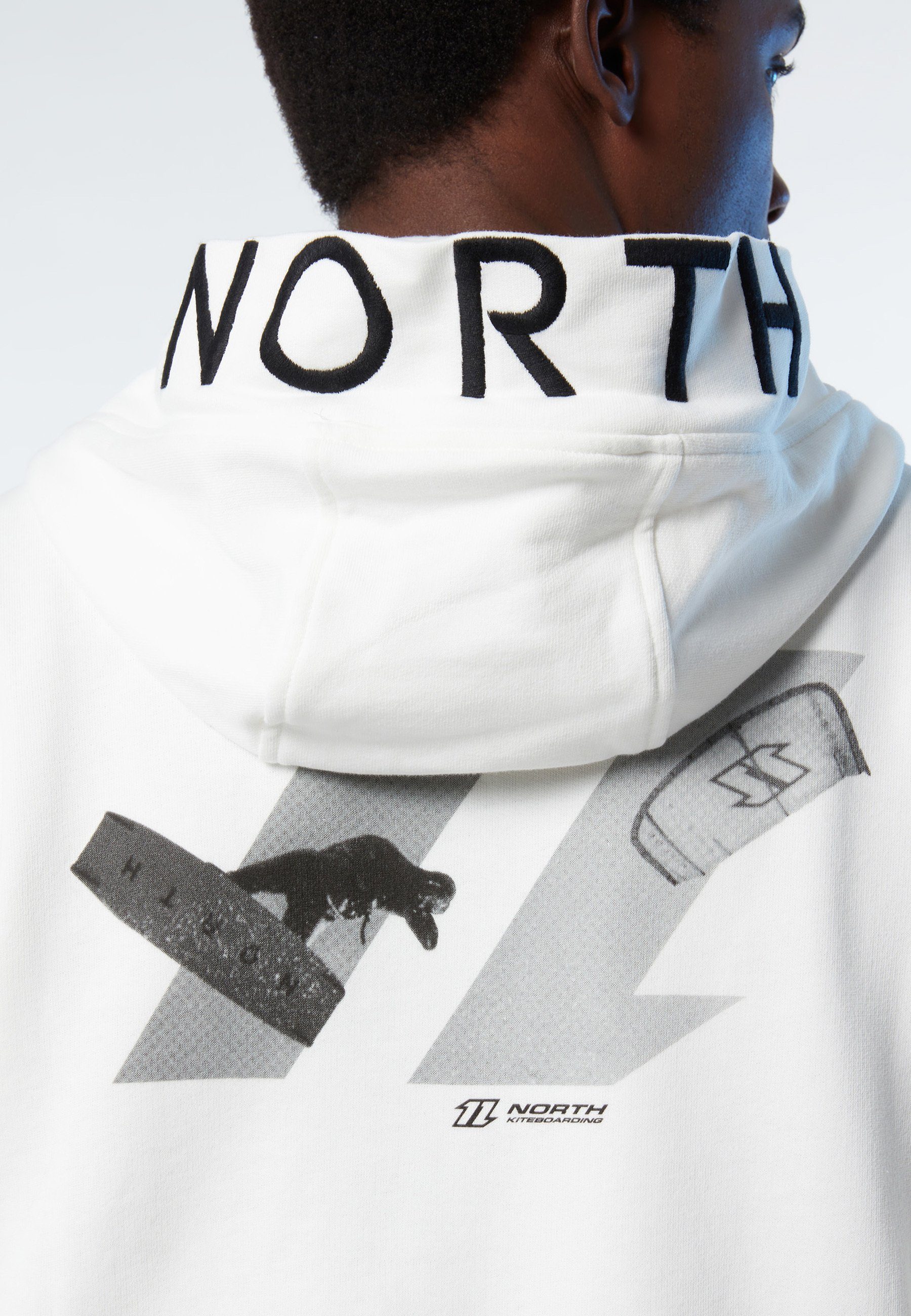North Sails with weiss hood Kapuze embroidered mit Hoodie Kapuzensweatshirt