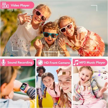 OKYUK Smartwatch (1,69 Zoll, Android iOS), Kinder smartwatch telefonanruf gesichtsentsperrung für jungen mädchen
