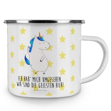 Mr. & Mrs. Panda Becher Einhorn Mann - Weiß - Geschenk, BFF, Unicorn, Pegasus, Trinkbecher, C, Emaille, Ästhetisch & langlebig