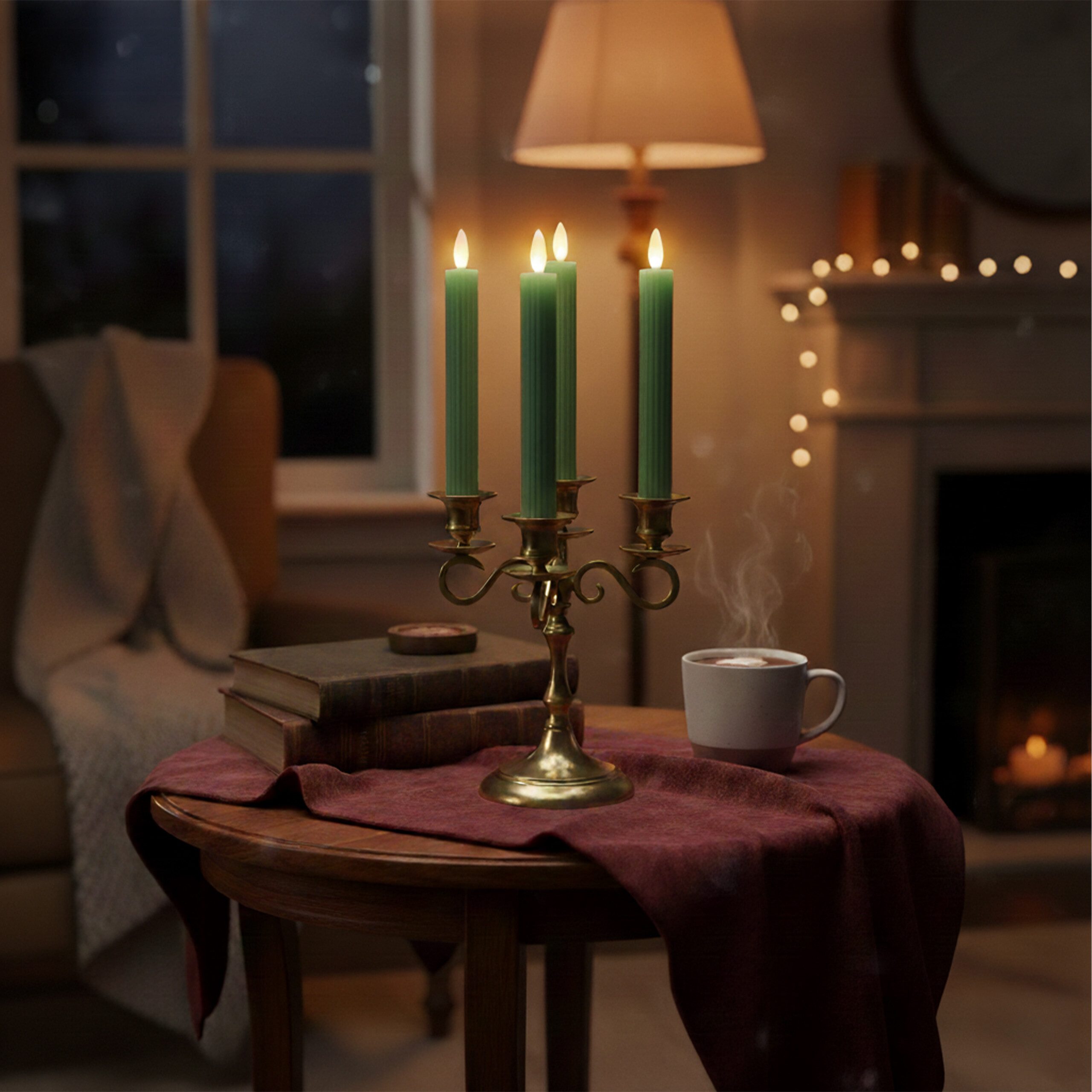 relaxdays LED-Kerze LED Stabkerzen 4er Set, Khaki