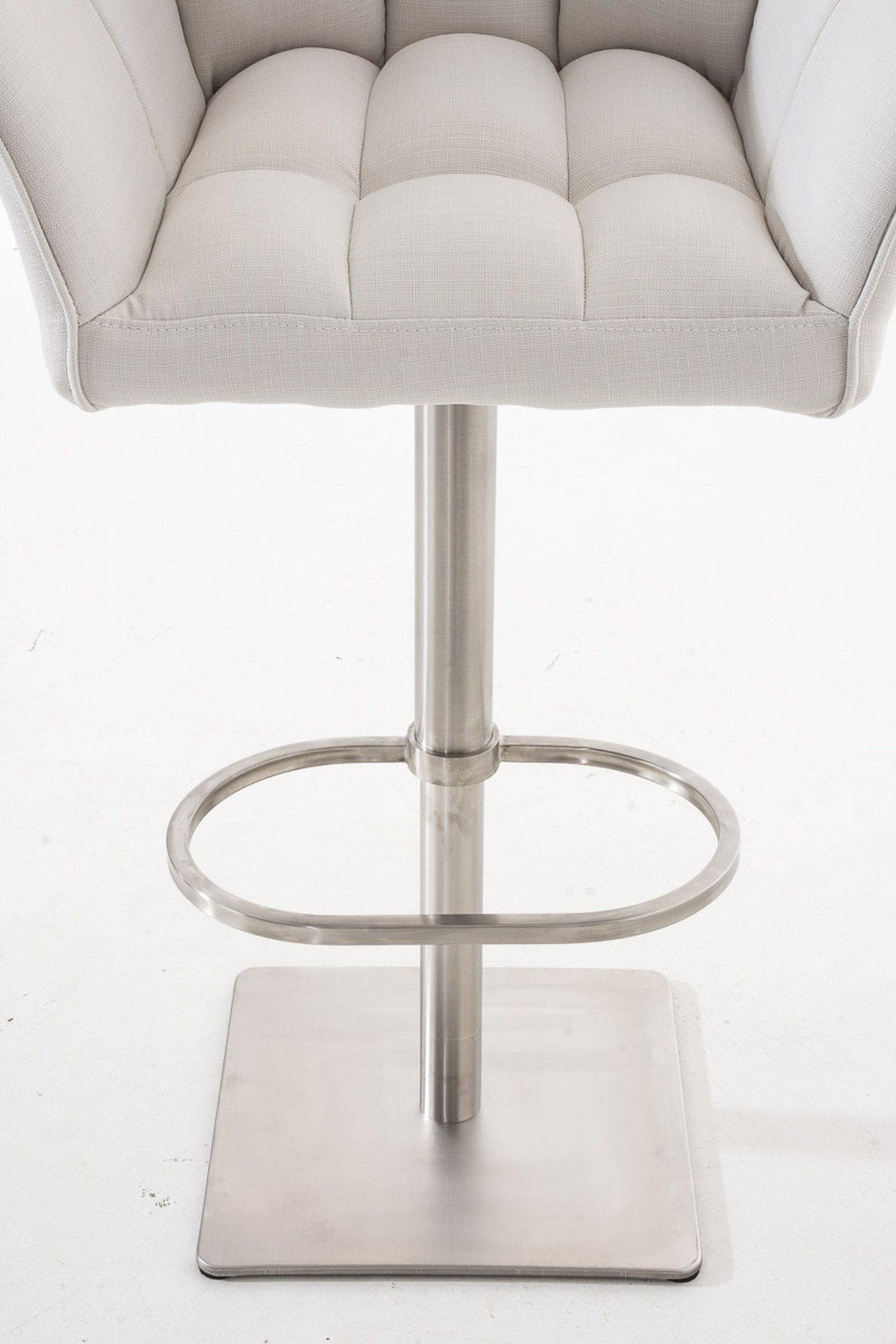 Edelstahl Gestell - Barhocker Sitzfläche: drehbar für Weiß Rückenlehne Hocker und (mit - & Damaso TPFLiving Stoff - Fußstütze Küche), Theke 360°