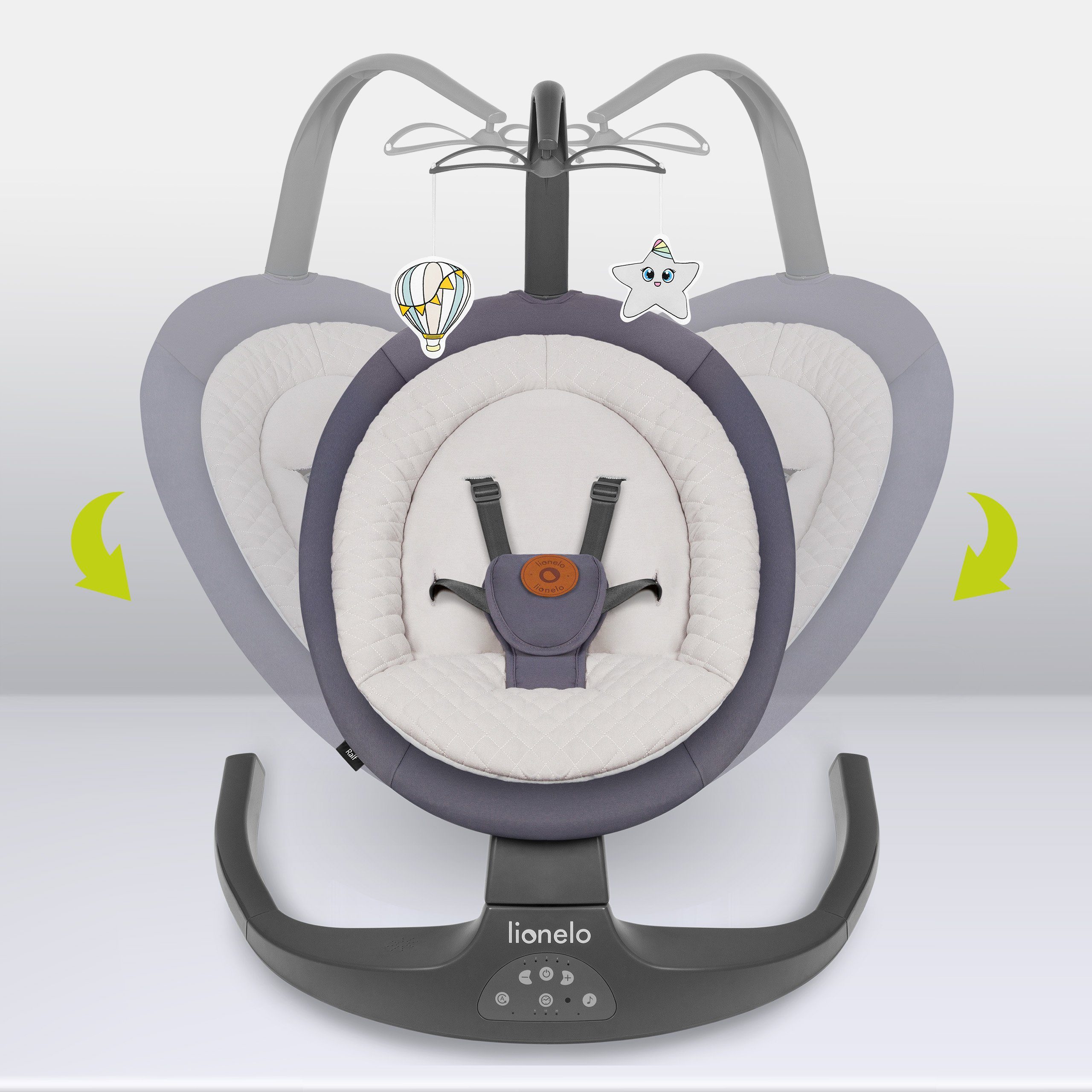 lionelo Babywippe RALF, 2in12-stufige VerstellungVon der Geburt bis 9 kg