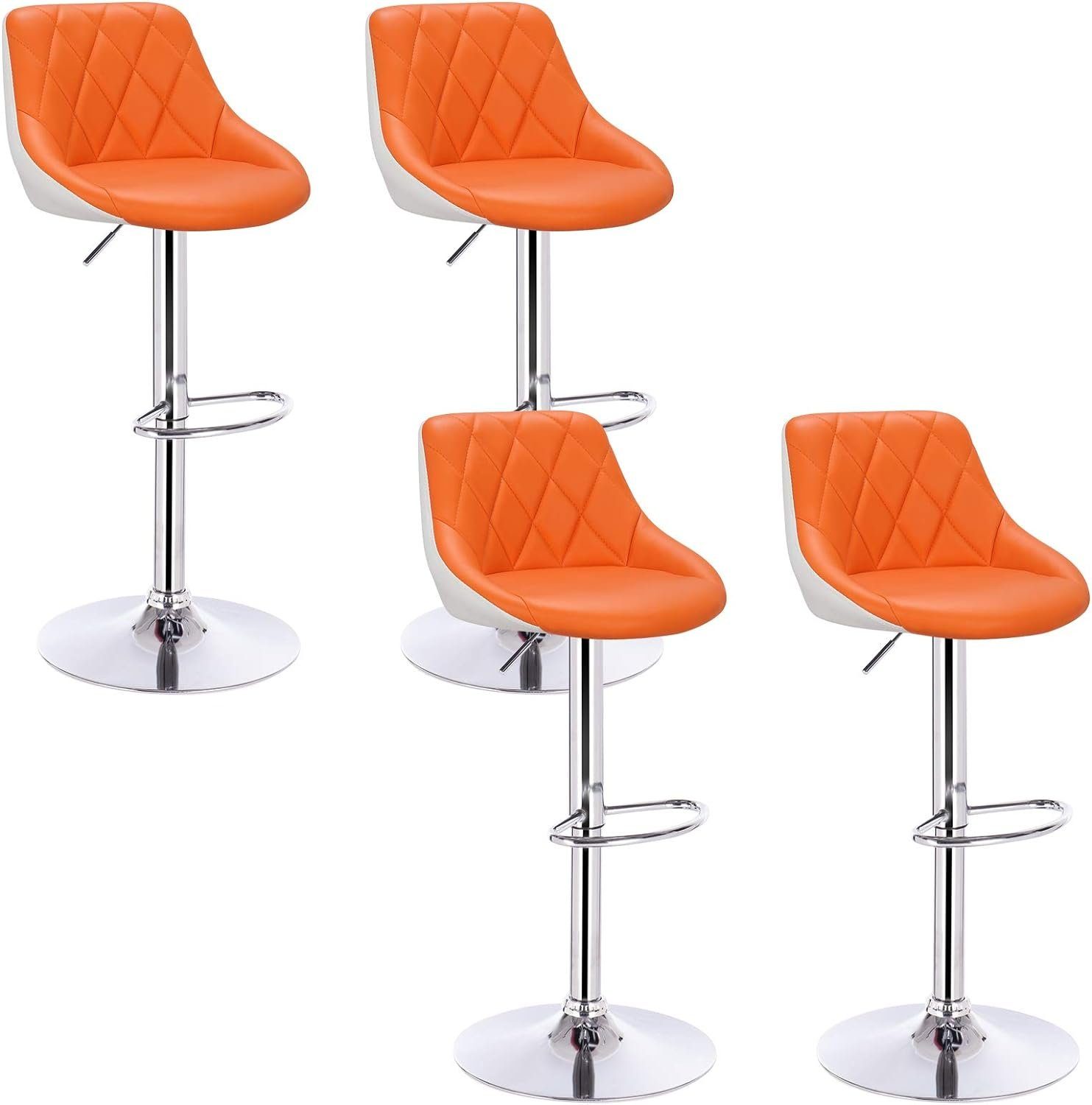 (4 farbig Kunstleder Drehhocker Sitzfläche St), Barhocker drehbar Orange+weiß Woltu aus 2