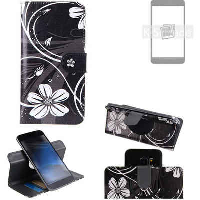 K-S-Trade Handyhülle für Samsung Galaxy S22 Ultra, Schutzhülle Handyhülle Hülle 360° Wallet Case ''Flowers''