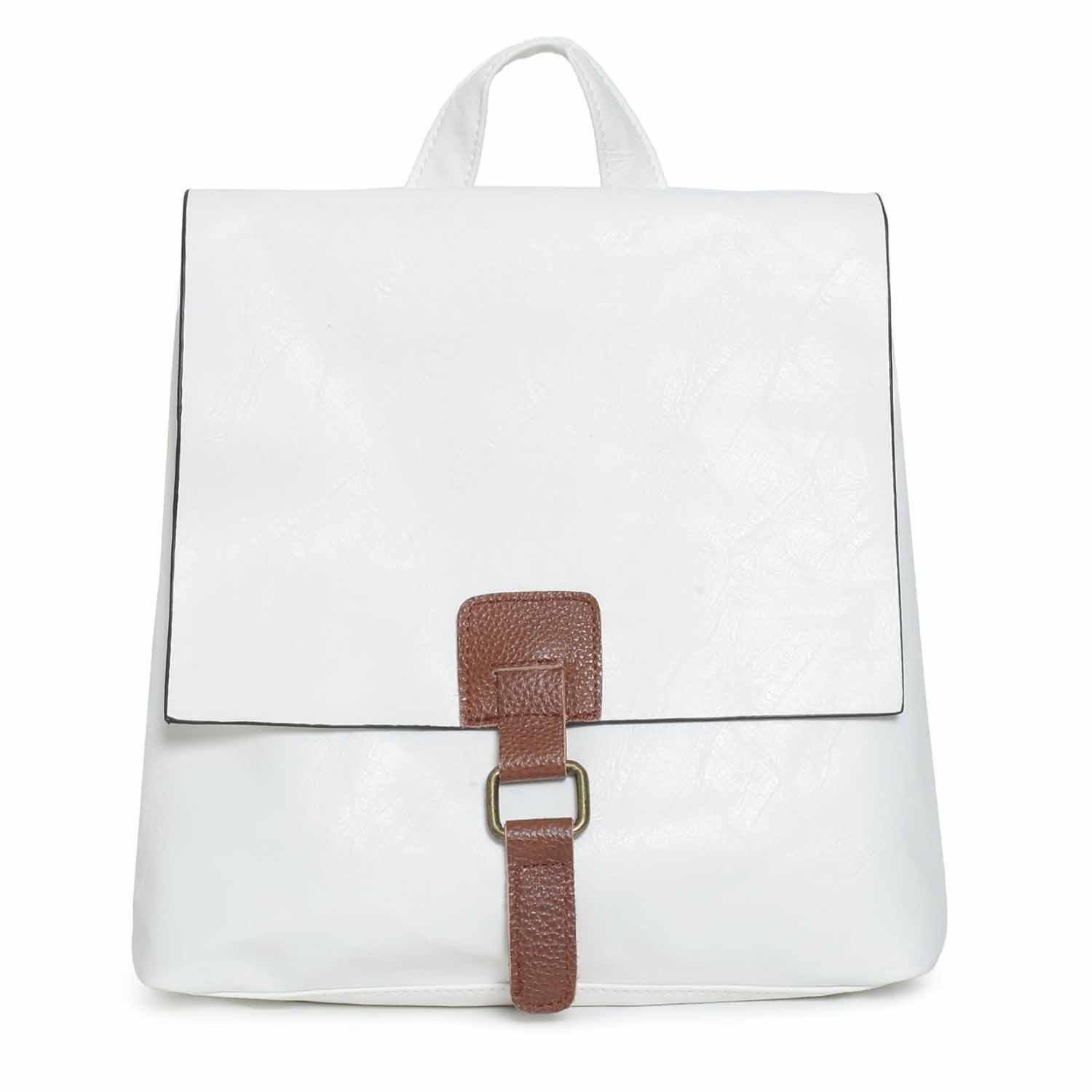 ITALYSHOP24 Rucksack Damen Schultertasche Backpack Umhängetasche CrossBody Leder Optik Bag, Geräumiges Hauptfach, praktische Fächer, komfortabel, leicht & robust