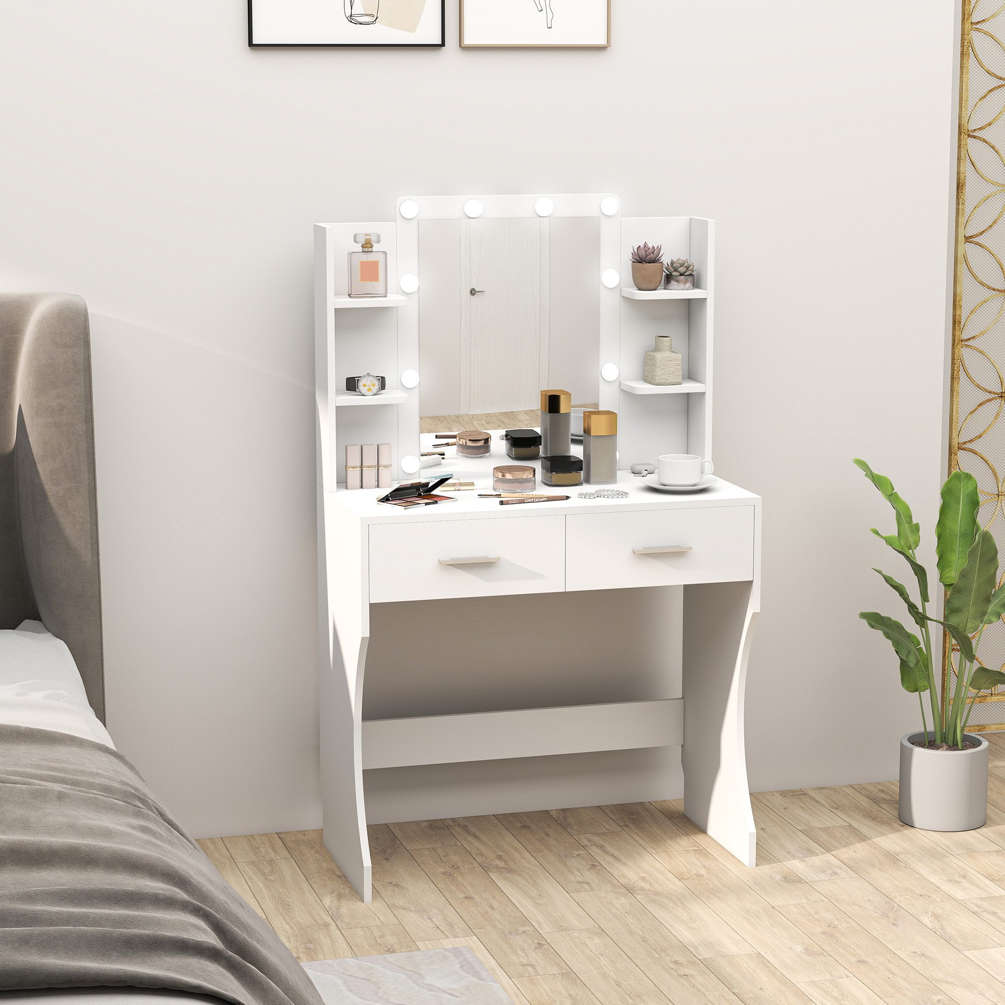 HOMCOM Schminktisch mit dimmbarer LED-Beleuchtung (Frisiertisch, günstig online kaufen