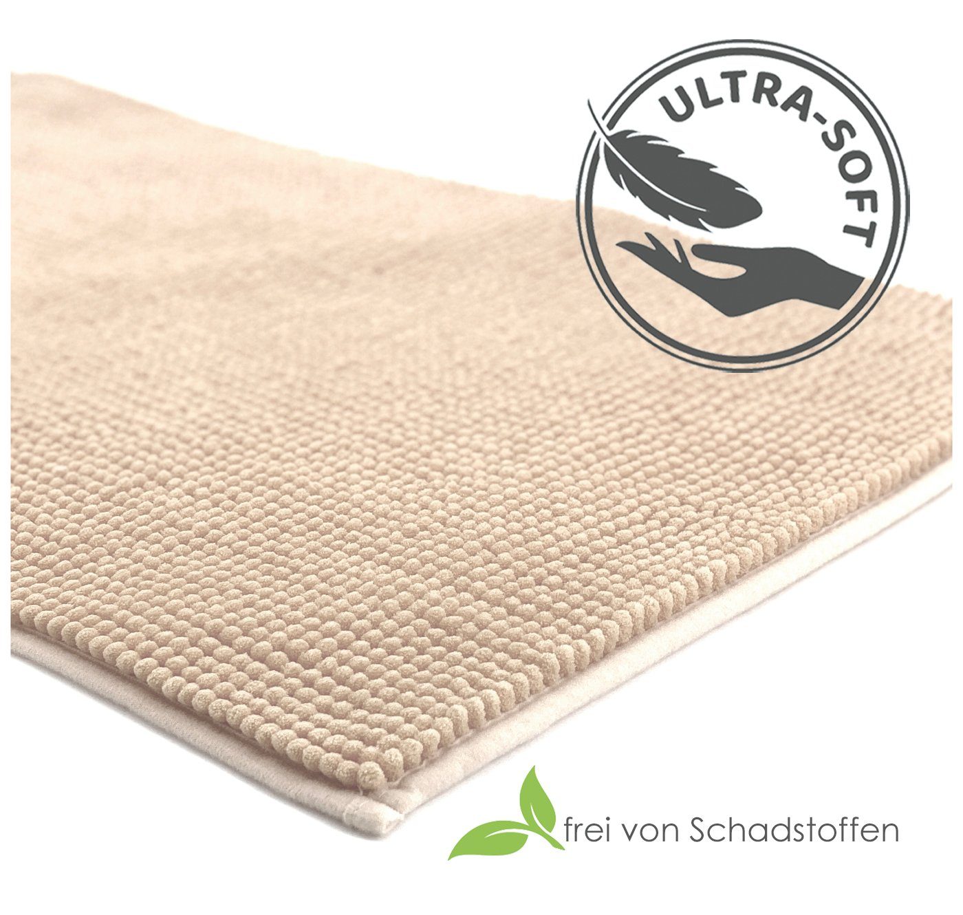 heimtexland Badematte Badvorleger Chenille Badteppich Duschvorleger, rutschhemmend beschichtet, Fußbodenheizung geeignet, schnell trocknend, strapazierfähig, fu – Bild 4 von 5