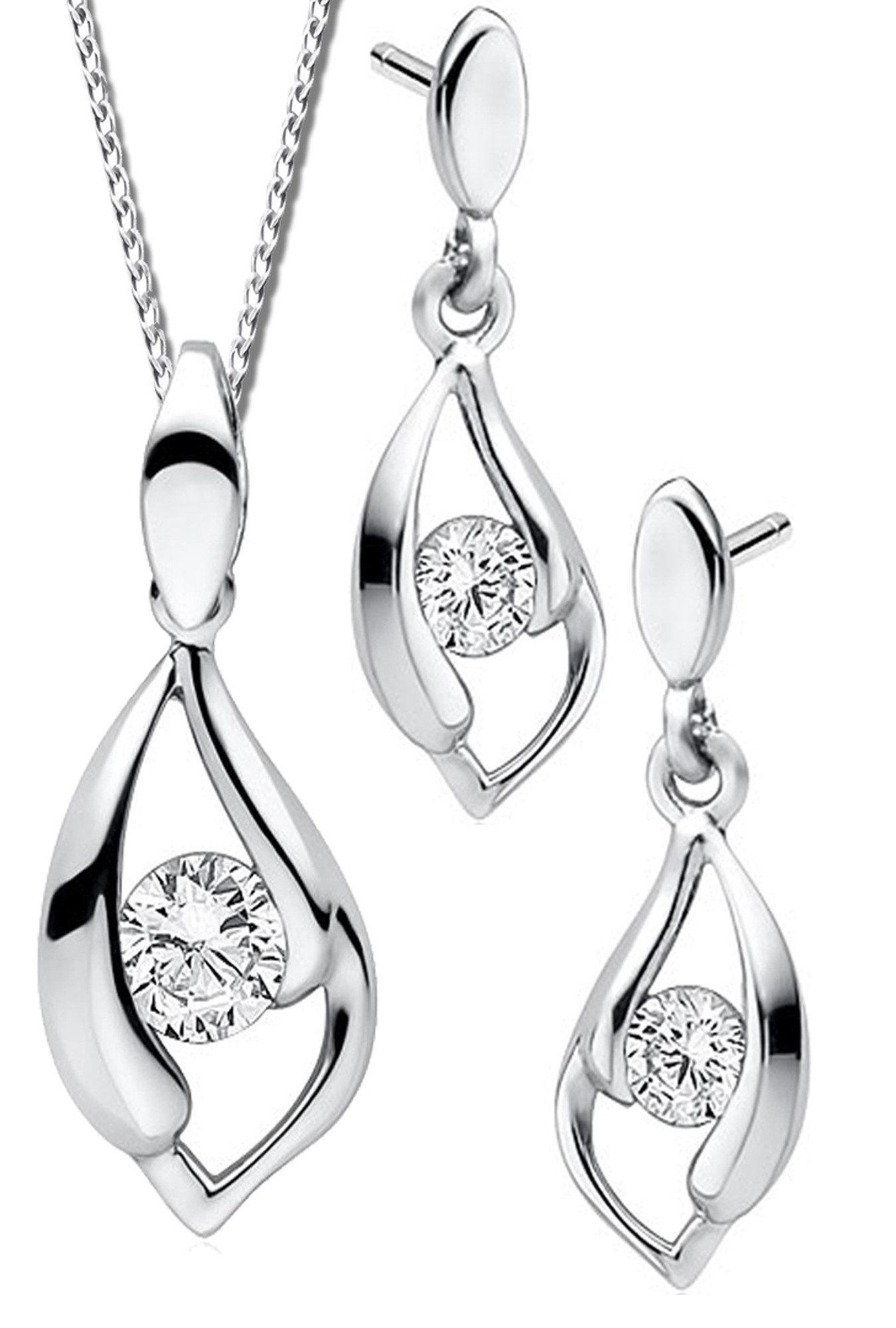 Limana Ohrring und Ketten Set 925 Silber Schmuckset Halskette mit hängende günstig online kaufen