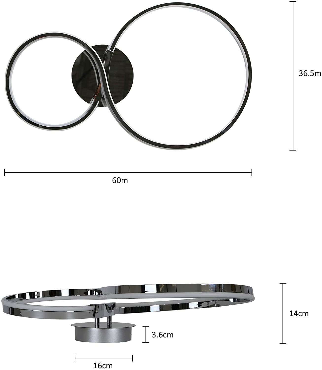 Schlafzimmer Deckenleuchte integriert Aluminium LED Warmweiß für fest Chrom Eisen LED Büro, ZMH