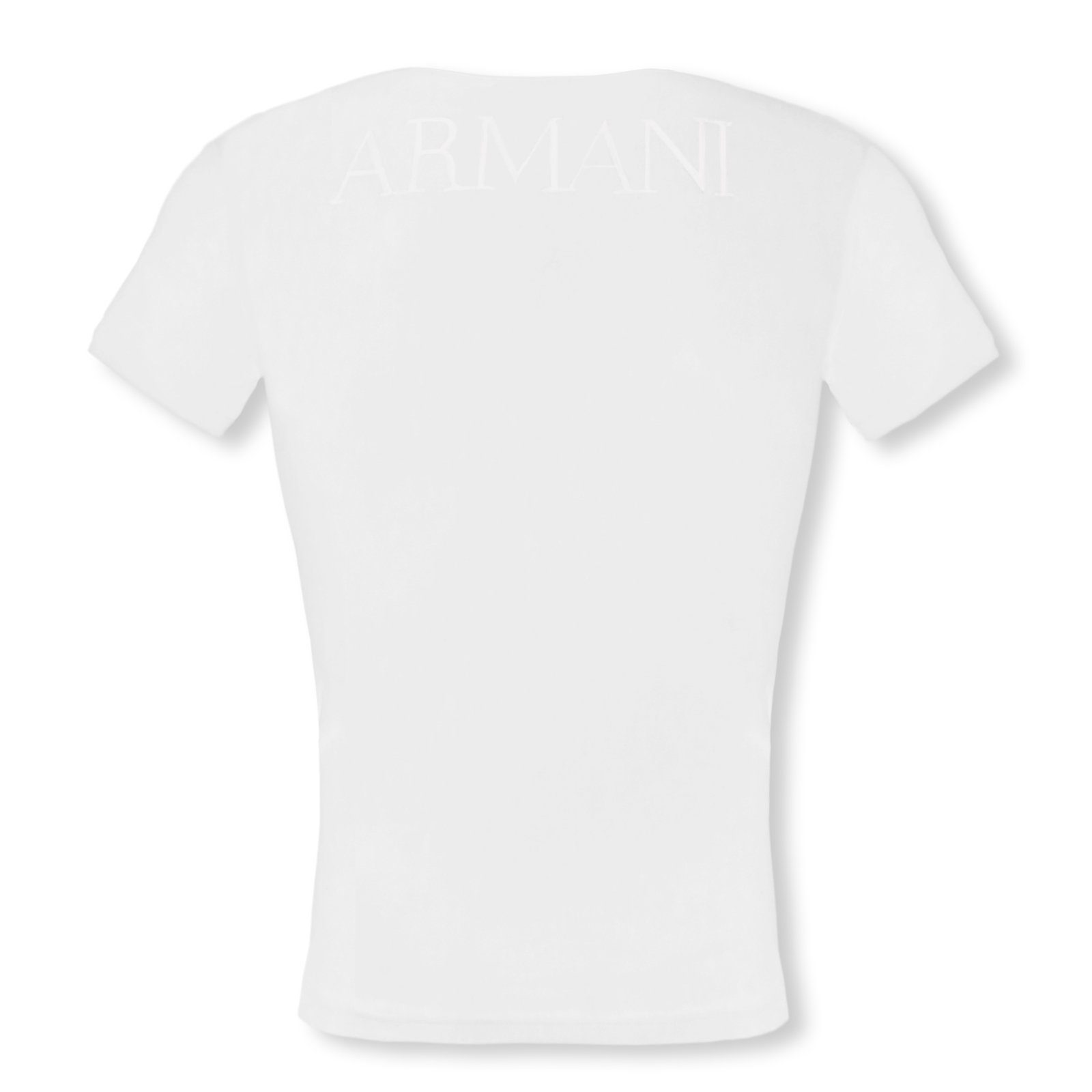 Emporio Armani T-Shirt V-Neck Stretch Cotton Markenschriftzug 00010 Eagle-Logo der und Brust auf mit white