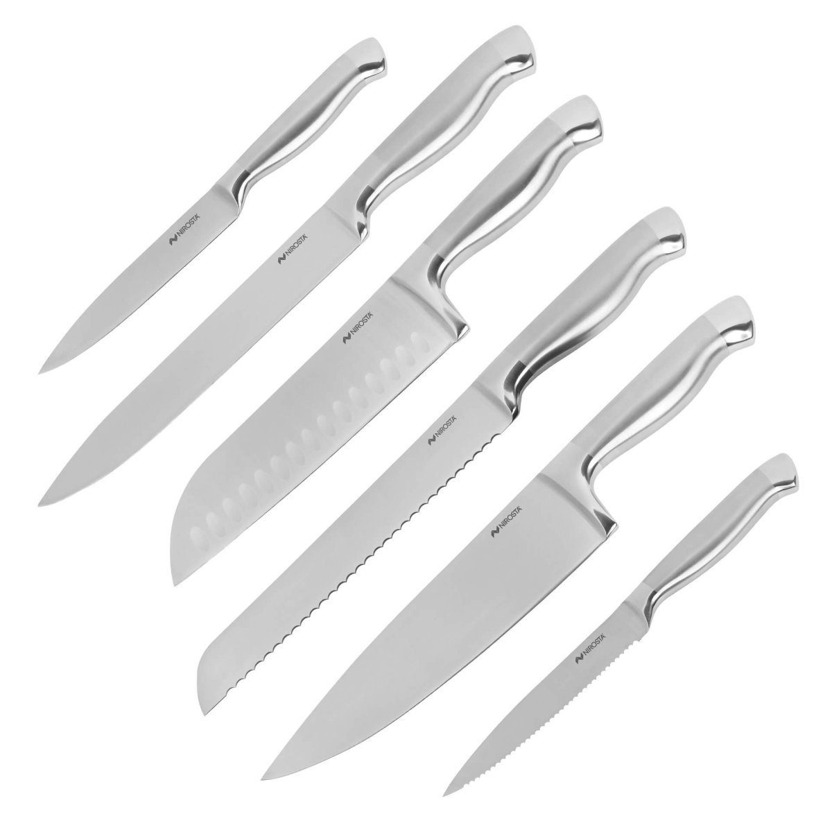 Nirosta Messer-Set Santukomesser, Universalmesser, Kochmesser, Küchenmesser gezahnt