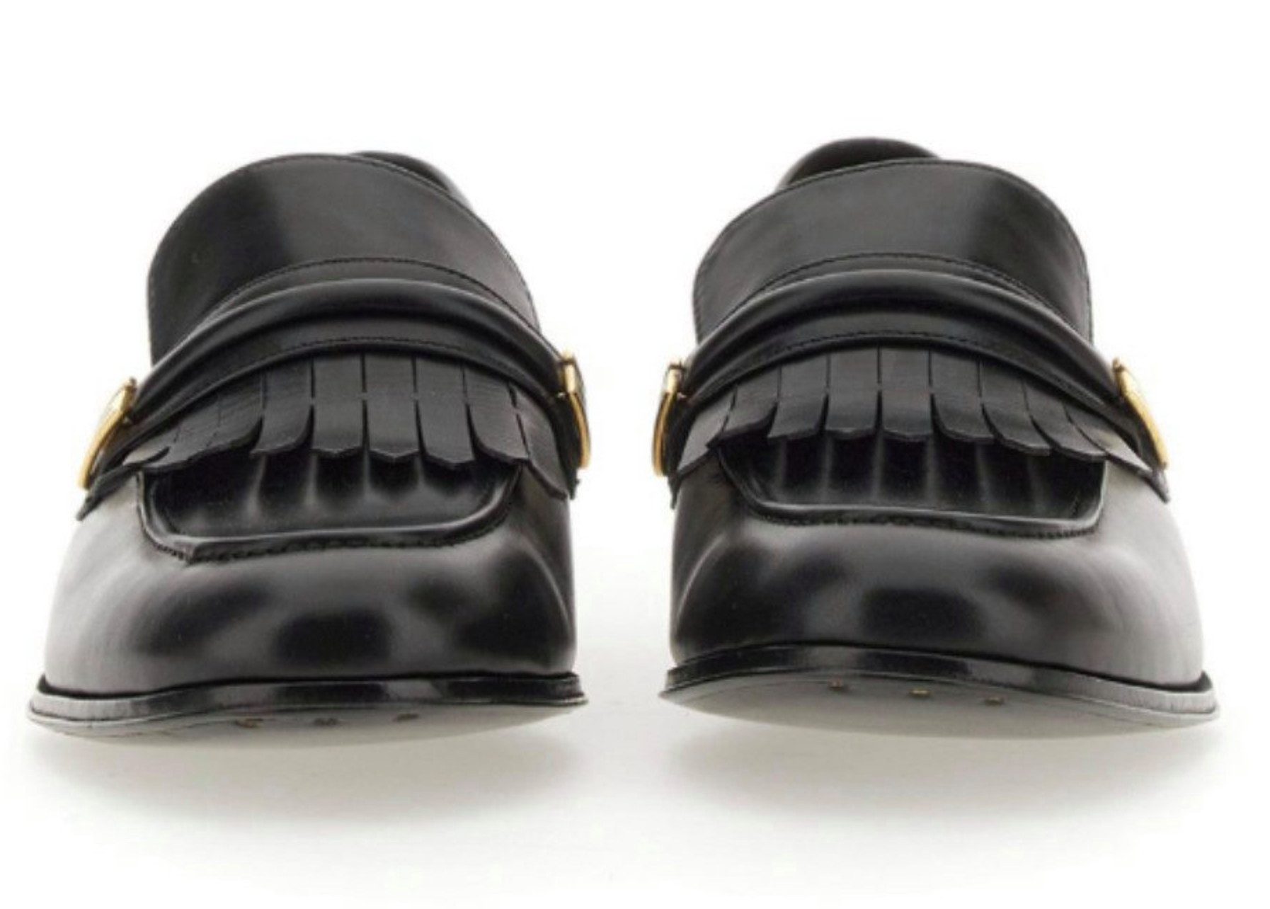 GUCCI Schuhe Loafers Mirrored G Gold Waxed Slippers Mokassin Loafer Spiegelnden G-Logos und der dekorativen Fransenverzierung.