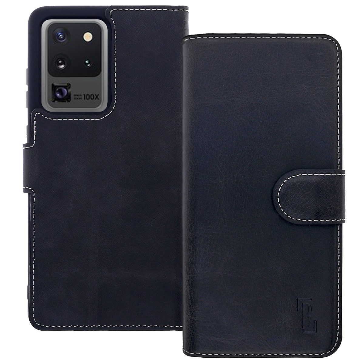 Burkley Handytasche Leder Book Cover für Samsung Galaxy S20 Ultra Hülle (1-tlg., Book Case Lederhülle mit Kartenfach und Magnetverschluss), Optimaler Rund-Um-Schutz, Kartenfächer mit RFID Blocker