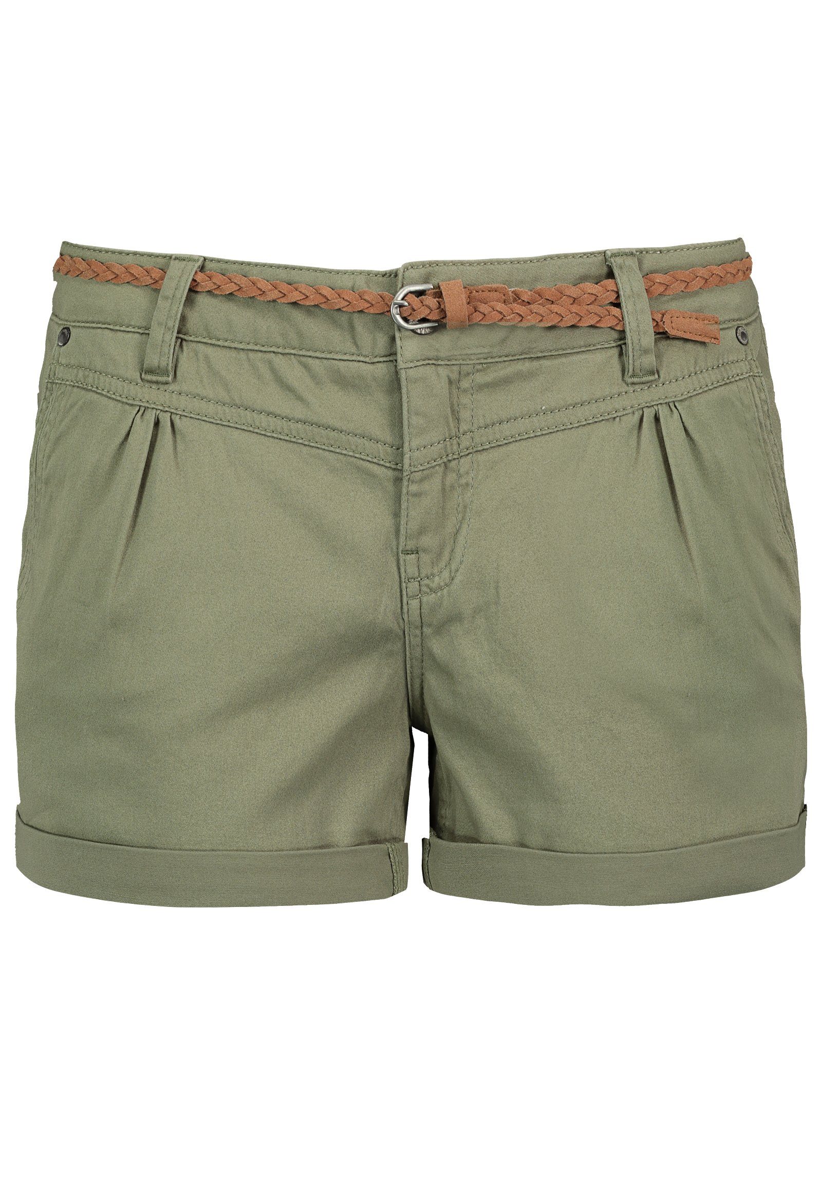Chinoshorts Damen Stretch-Shorts mit Flechtgürtel