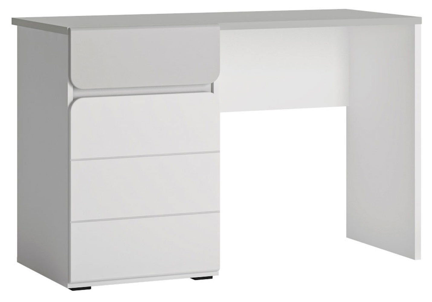 Feldmann-Wohnen Schreibtisch Albi, 118x54x77cm weiß grau Hochglanz
