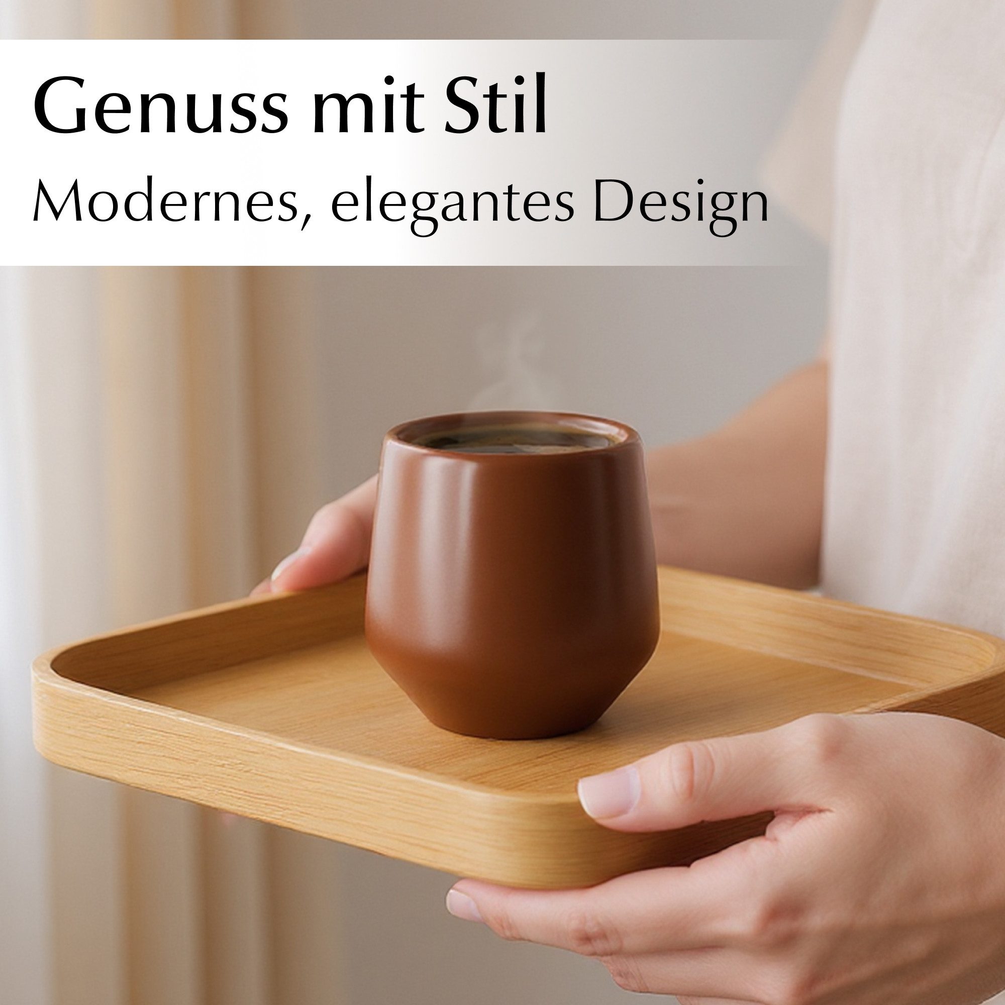 MiaMio Espressotasse Luxe ohne Henkel, 90 ml, Beige Pastel, 4-tlg., Keramik, Ristretto & Doppio, dickwandig, modern