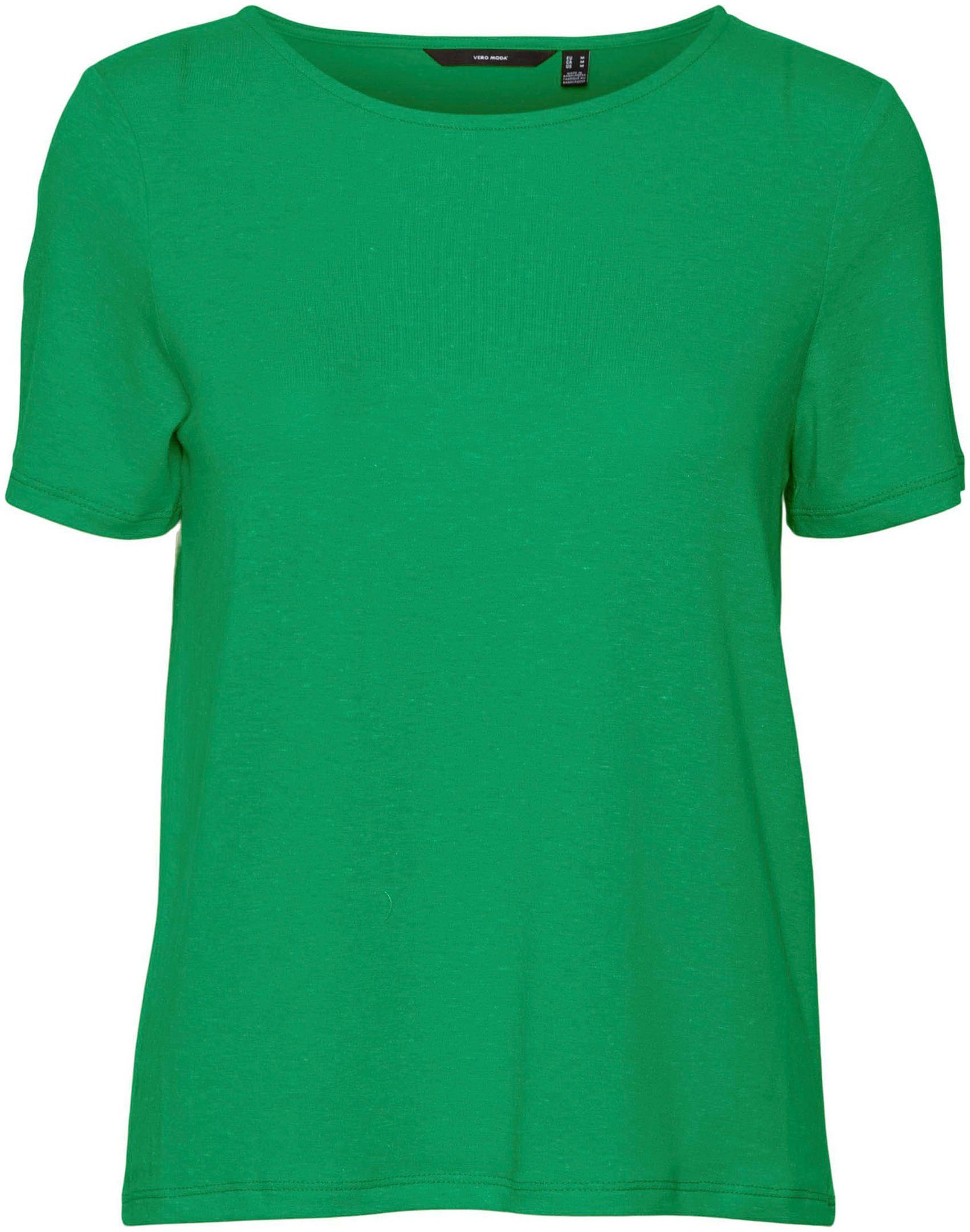 Green Kurzarmshirt Vero JRS Bright Moda VMMARIJUNE TOP LINEN SS