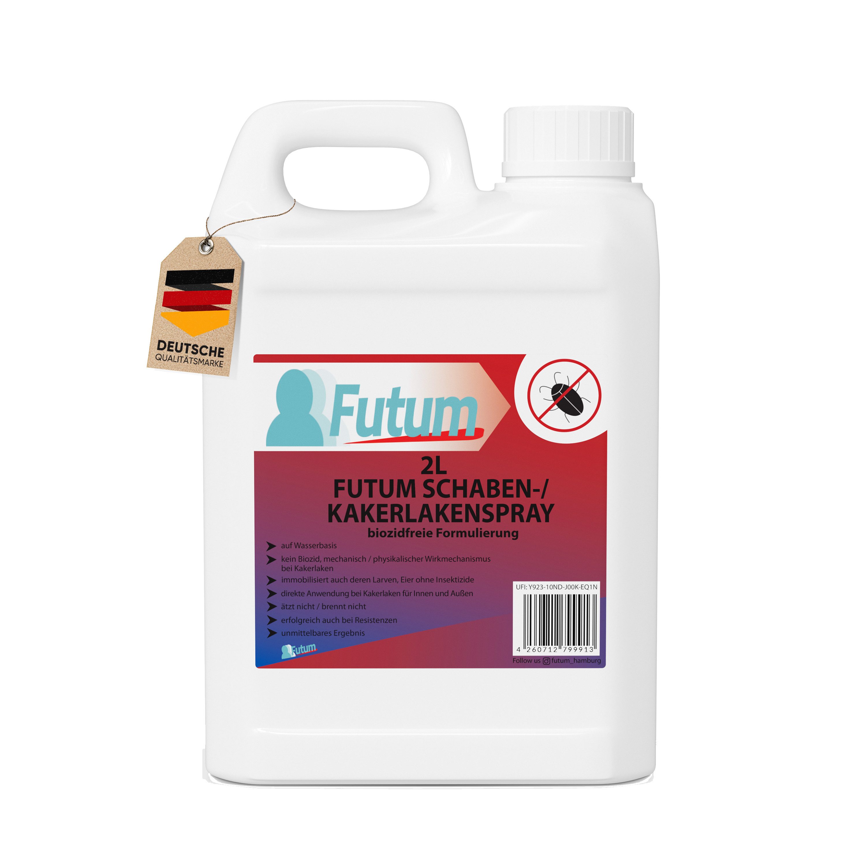 FUTUM Insektenspray Kakerlaken Spray Schaben Spray Küchenschaben Abwehr, 2 l – Bild 5 von 5