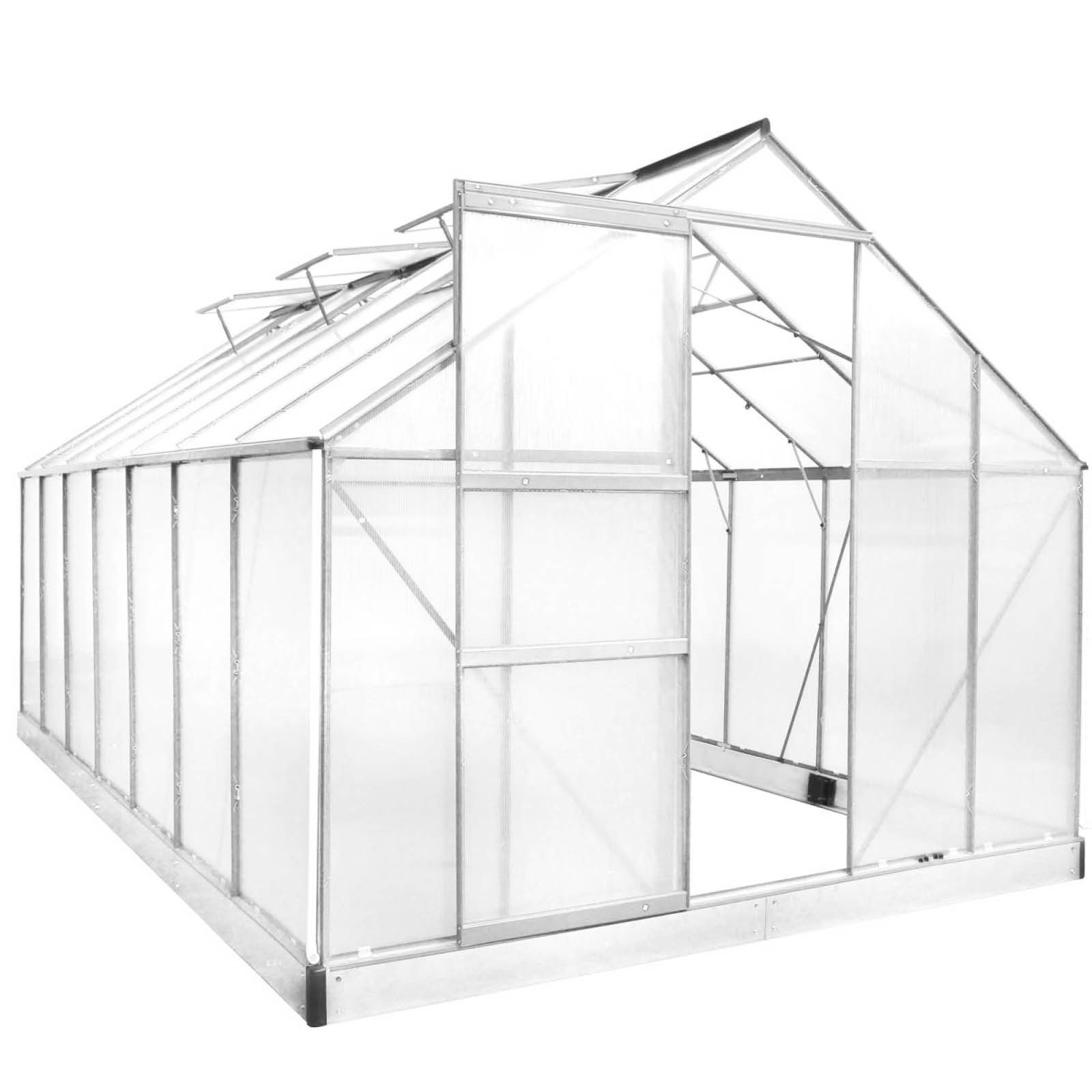 BRAST Gewächshaus ALU mit Fundament rostfrei 430x250x205cm TÜV geprüft, BxTxH: 250 x 430 x 205 cm, wetterfestes hochwertiges Aluminium, Temperaturbeständig, Wärmedämmend, Lichtbrechend & UV-stabilisiert
