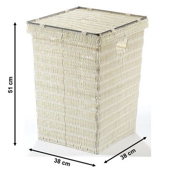 Kobolo Wäschekorb Wäschebehälter Korb mit Deckel aus Kunststoff - weiß
