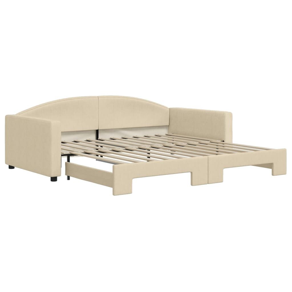 vidaXL Ausziehbett, Tagesbett Ausziehbar Creme 100x200 cm Stoff günstig online kaufen