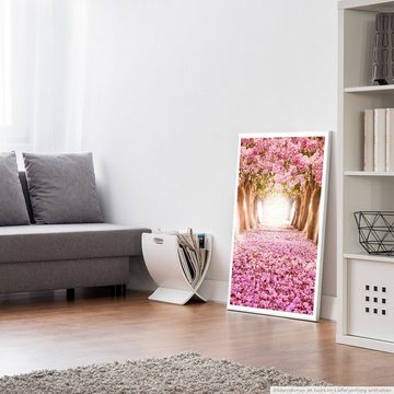 Sinus Art Poster 90x60cm Poster Kirschbaumallee mit rosa Blütenblättern