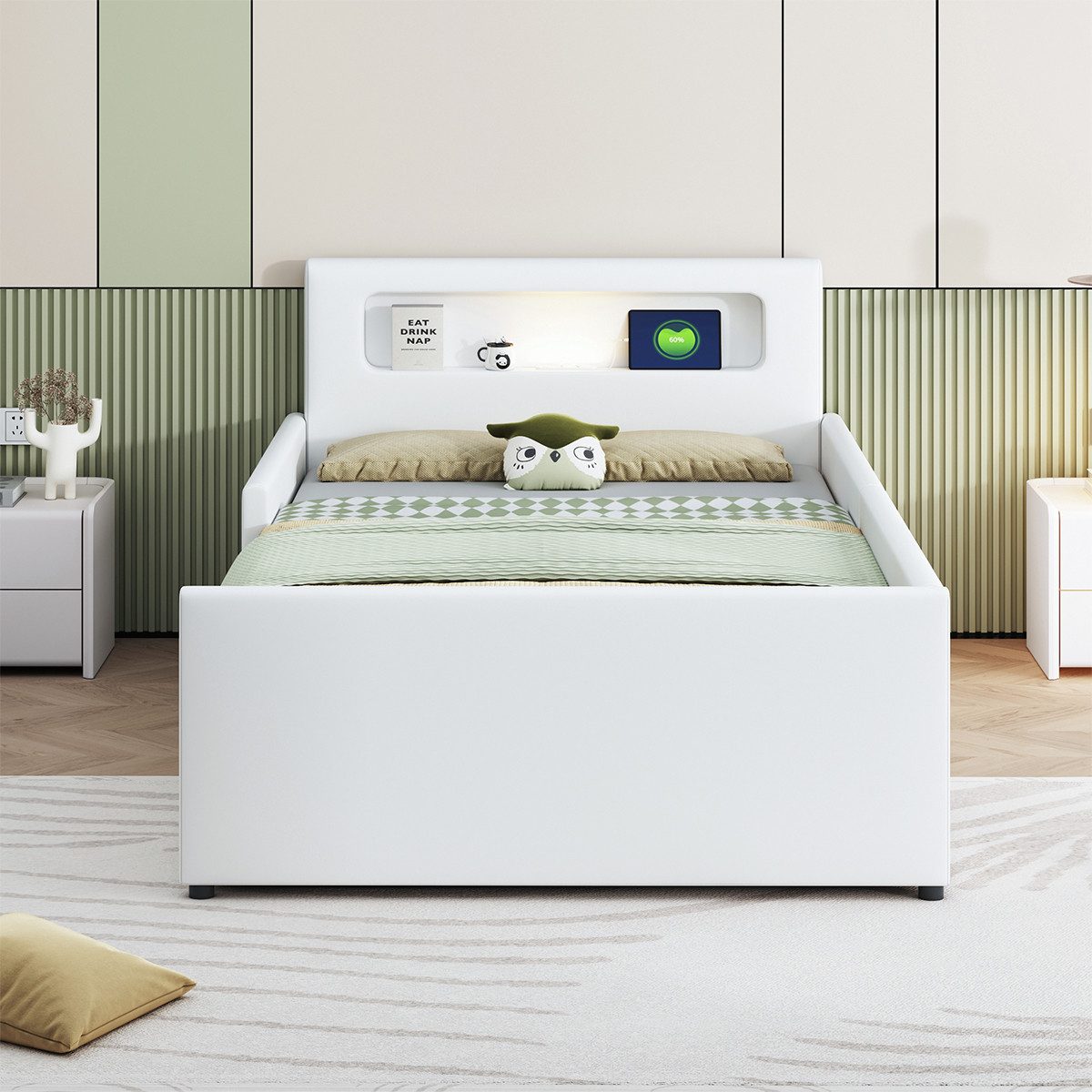 Polsterbett Polsterbett Polsterbett Nachtlicht und USB-Ladeanschluss und
