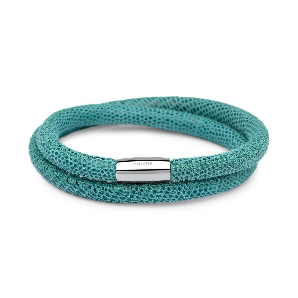 Unique Lederarmband Zweireihiges Lederarmband für Clip-Charms türkis
