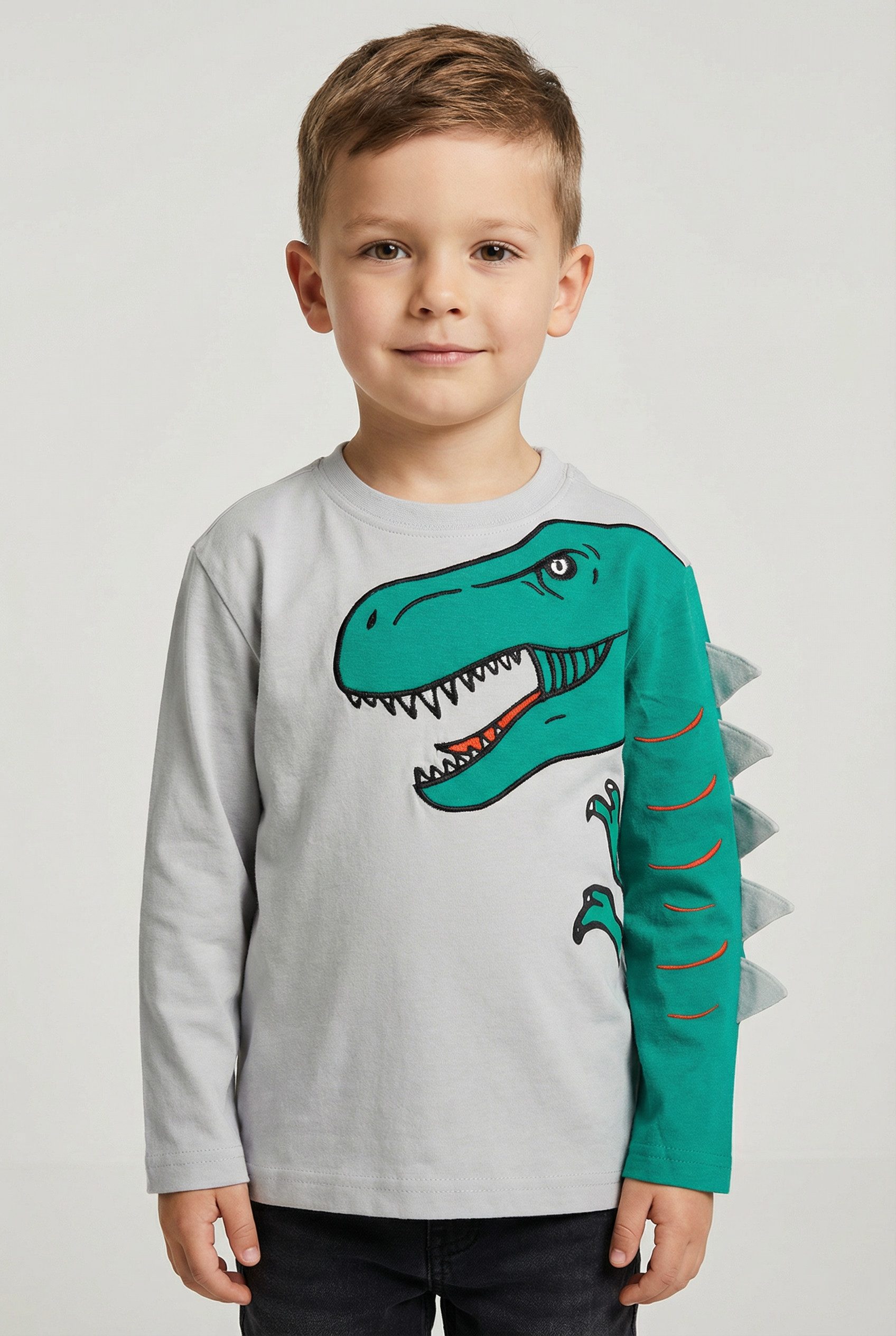 Blue Seven Langarmshirt mit außergewöhnlichem, hochwertigen Dino-Motiv