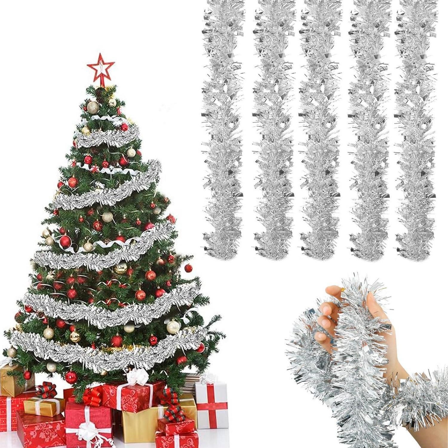 LuxusKollektion Girlanden Lametta Girlande 5x2M Silber/Schwarz