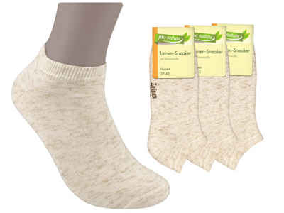 Die Sockenbude Sneakersocken LEINEN (Bund, 4-Paar, beige melange) Baumwolle mit Leinen