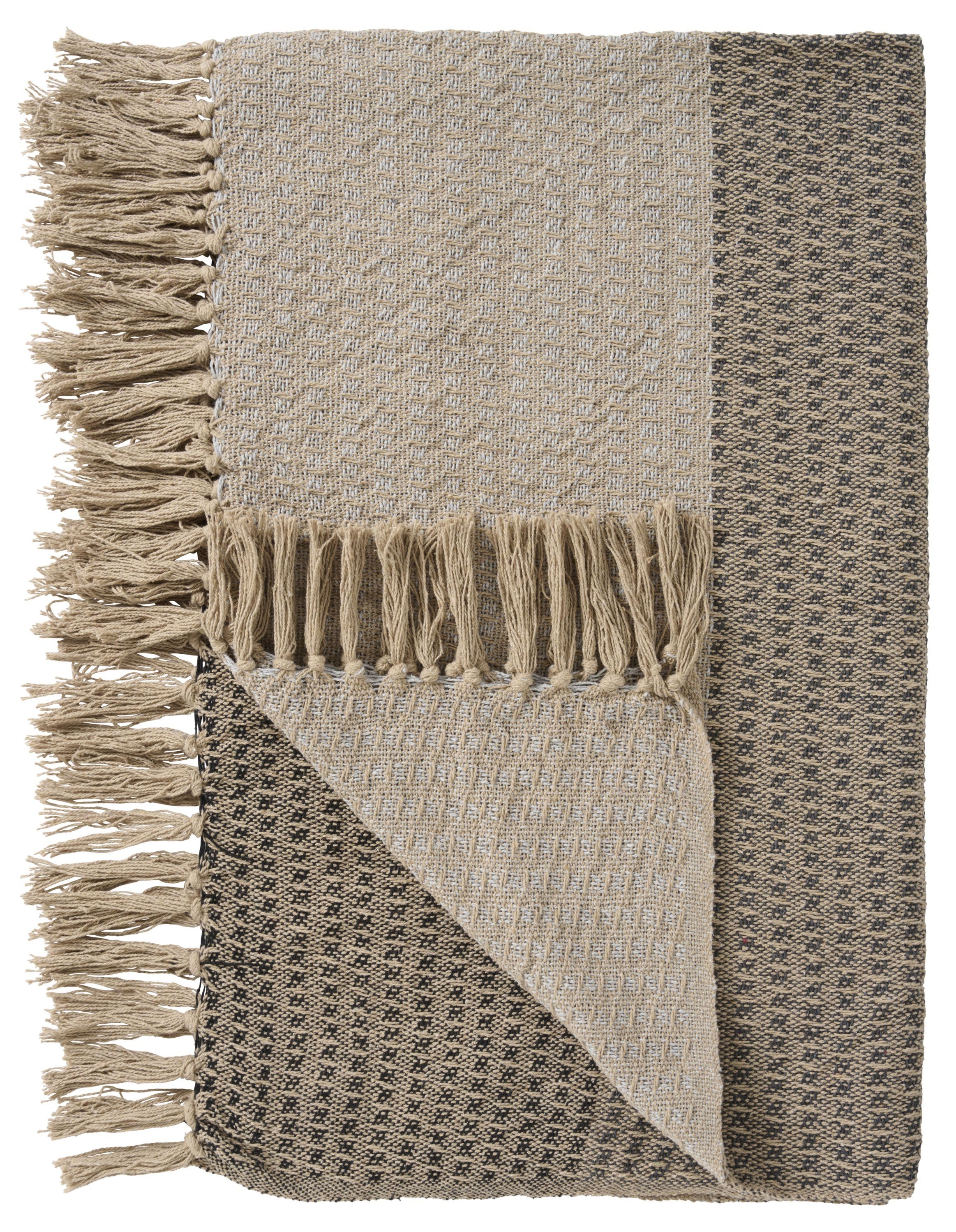 Wohndecke Ib Laursen - Decke Plaid Kuscheldecke Wohndecke Gestreift Schwarz, Ib Laursen