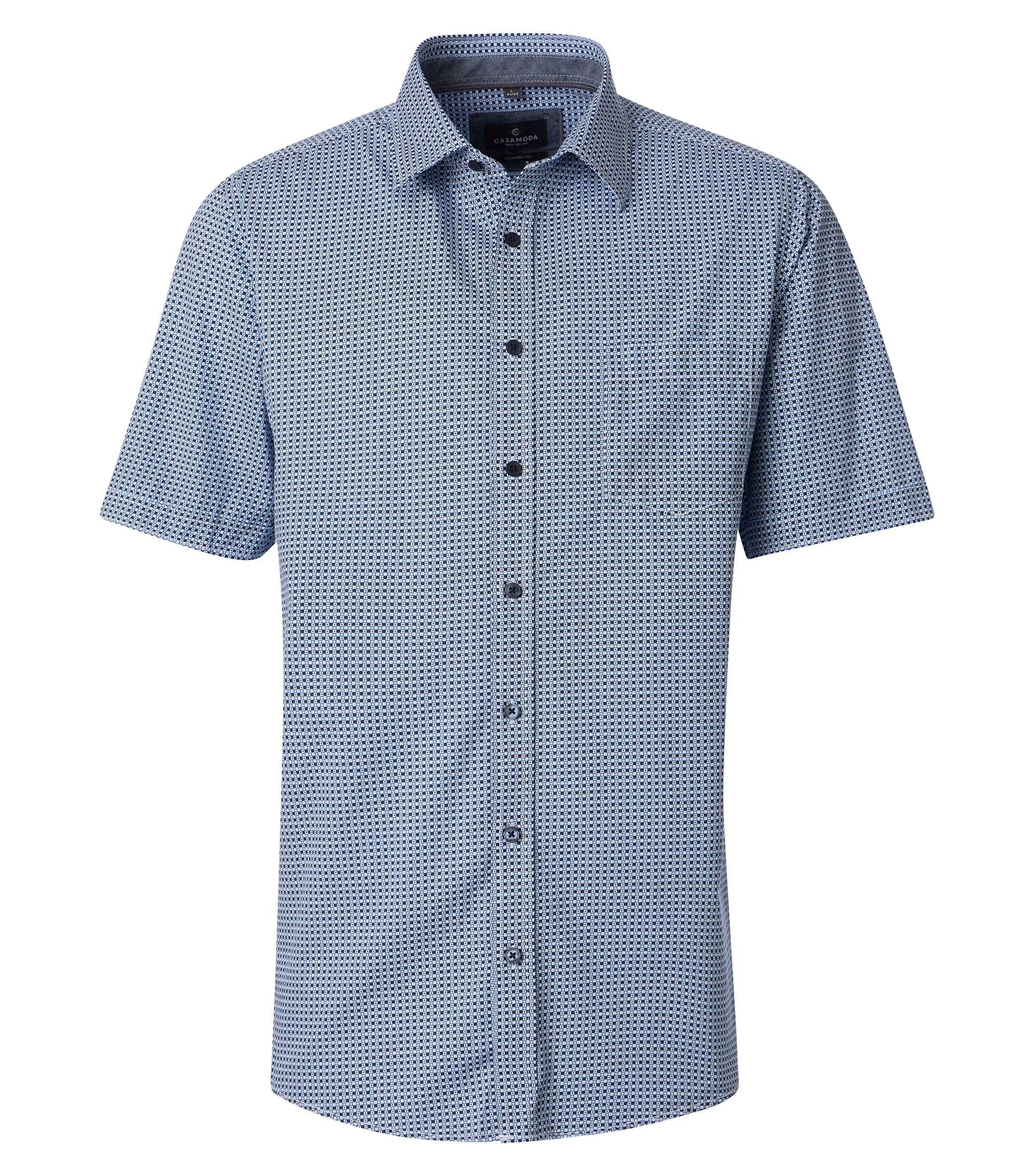 CASAMODA Kurzarmhemd CASAMODA Herren Freizeithemd Kurzarm Kent Casual Blau gemustert