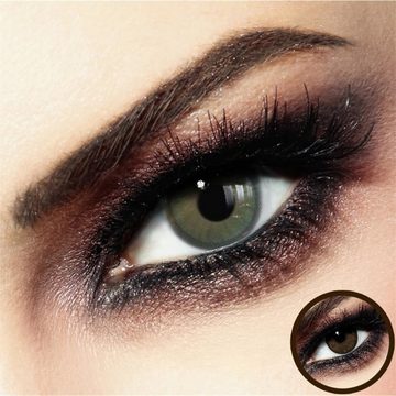 LuxDelux Farblinsen Cocoa Inter-Beige - Farbige Kontaktlinsen Beige-Braun mit dunklen Rand, Weiche Farblinsen
