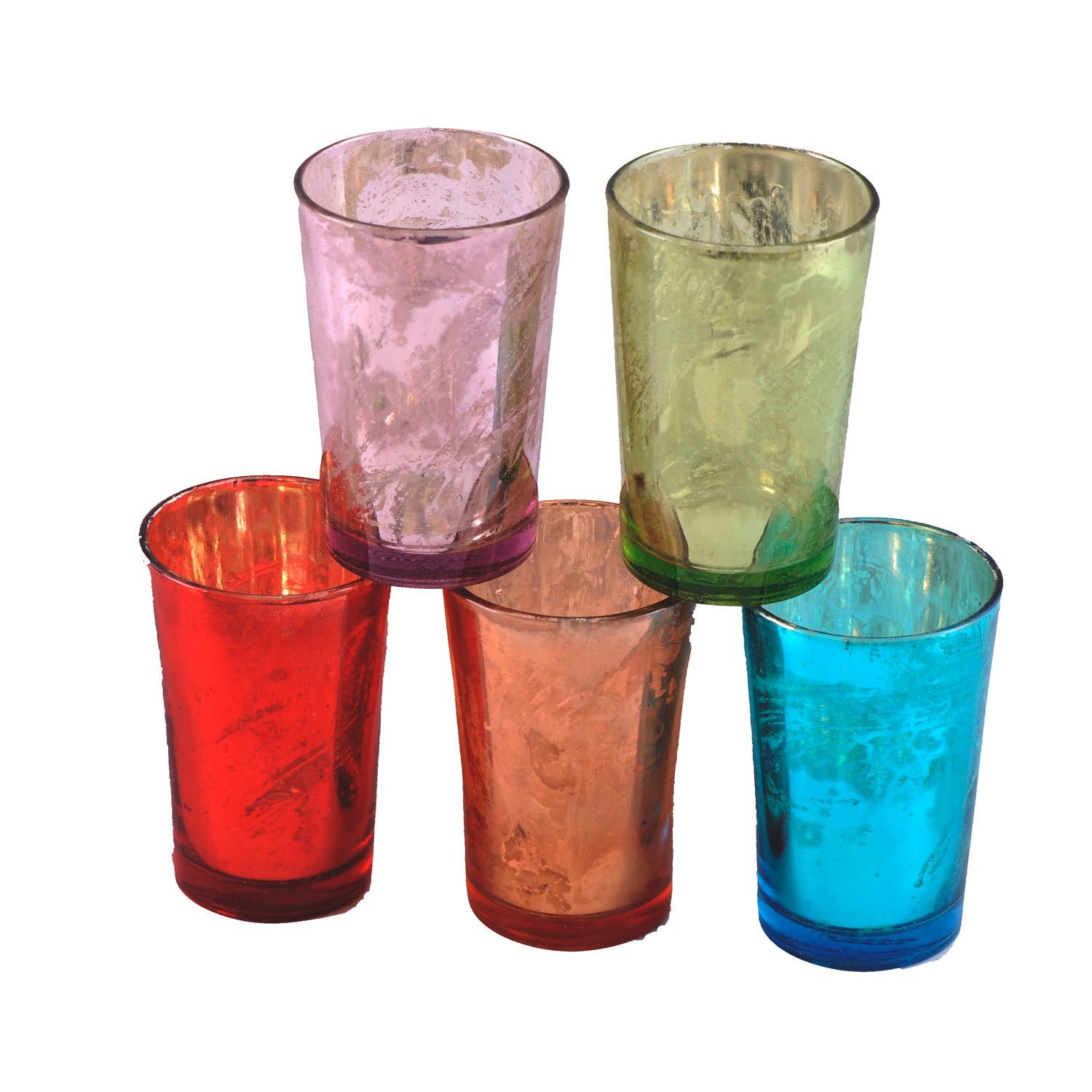 Dirk Davids Leuchten GmbH Windlicht Windlicht 5er Set Glaswindlicht 9cm Dalinda Multicolor 6108900