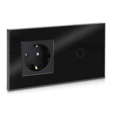 Navaris Touch Schalter mit Schuko Steckdose - Design Glas Touchschalter Elektro-Adapter, 15,50 cm
