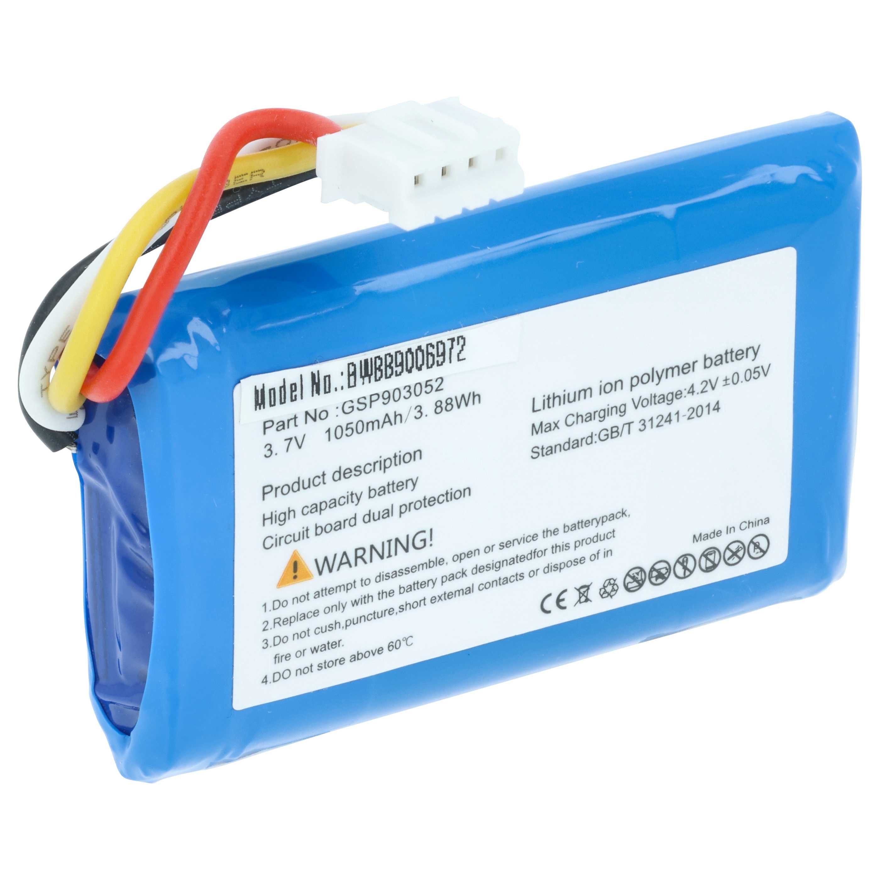 vhbw Akku Ersatz für JBL GSP903052 für Lautsprecher (1050 mAh, 3,7 V, Akku Akku Li-Ion 1050 mAh (3,7 V, 1 St), Leistungsfähiger Austausch-Akku für Outdoor Lautsprecher