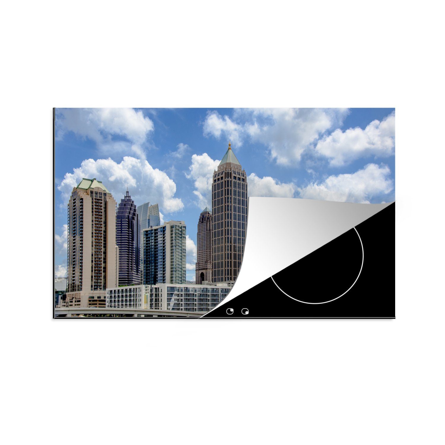 MuchoWow Herdblende-/Abdeckplatte Skyline von Atlanta, Vereinigte Staaten, Vinyl, (1 tlg), 83x51 cm, Ceranfeldabdeckung, Arbeitsplatte für küche