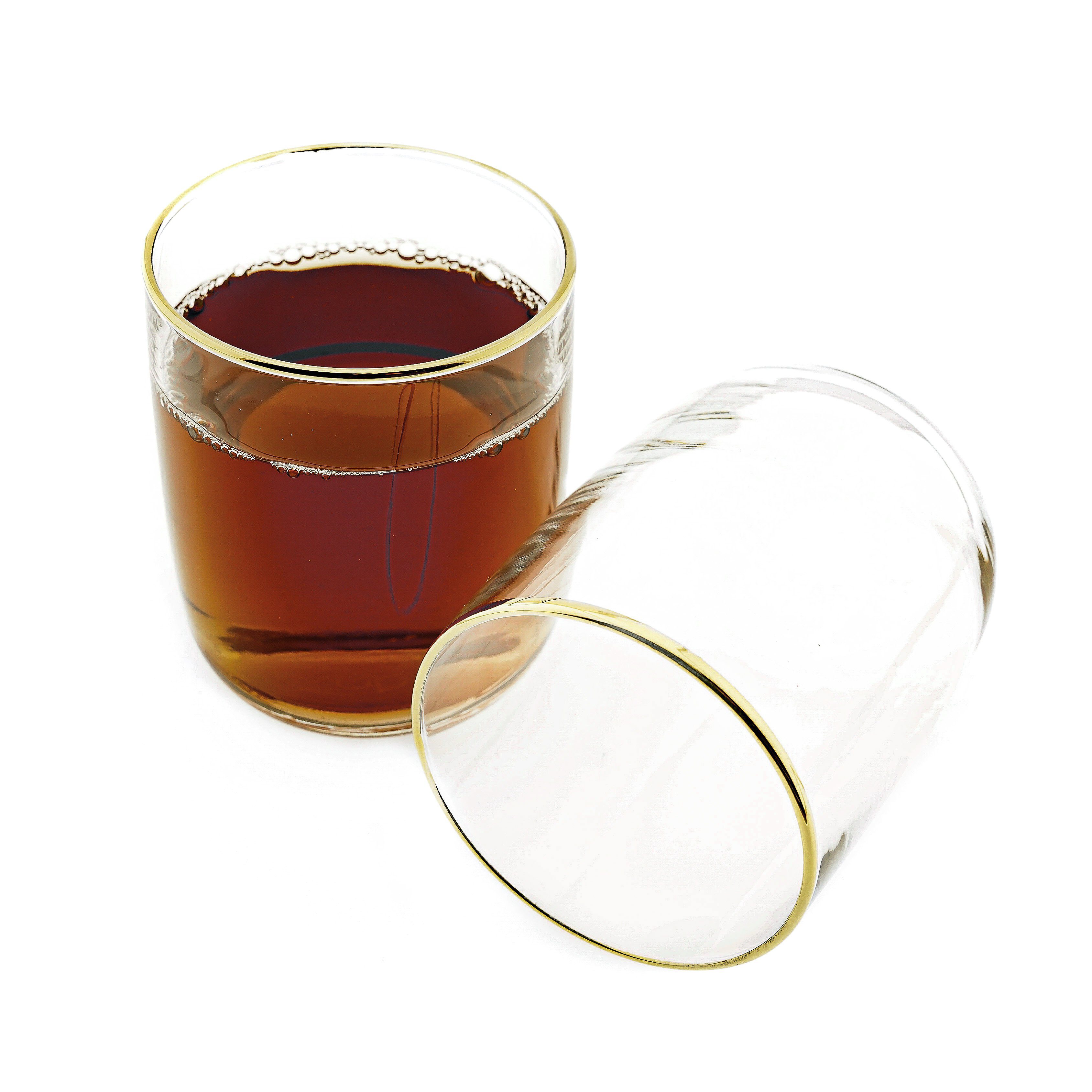 Pasabahce Glas 6er Set Iconic Wassergläser Golden Touch Wasser-Gläser, 6-tlg.