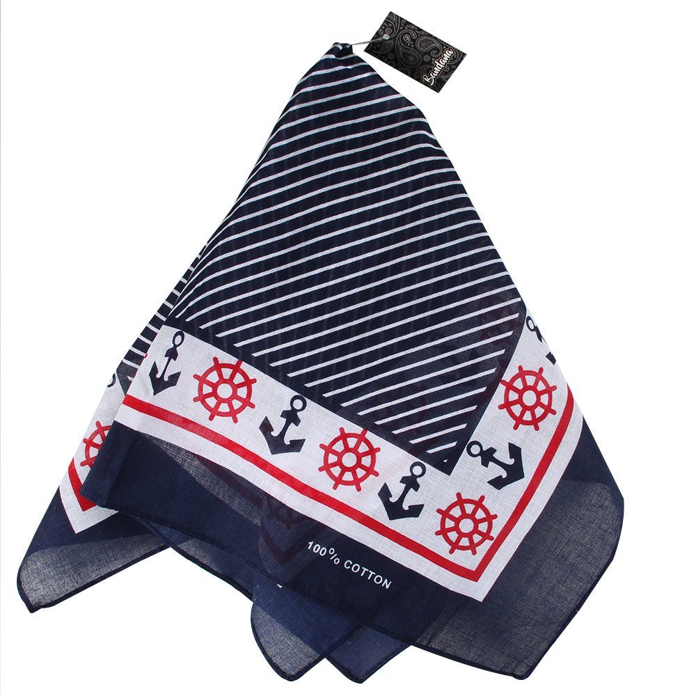 Goodman Design Bandana Kopftuch Halstuch weiß Anker 100% maritim, Steuerräder Baumwolle schwarz